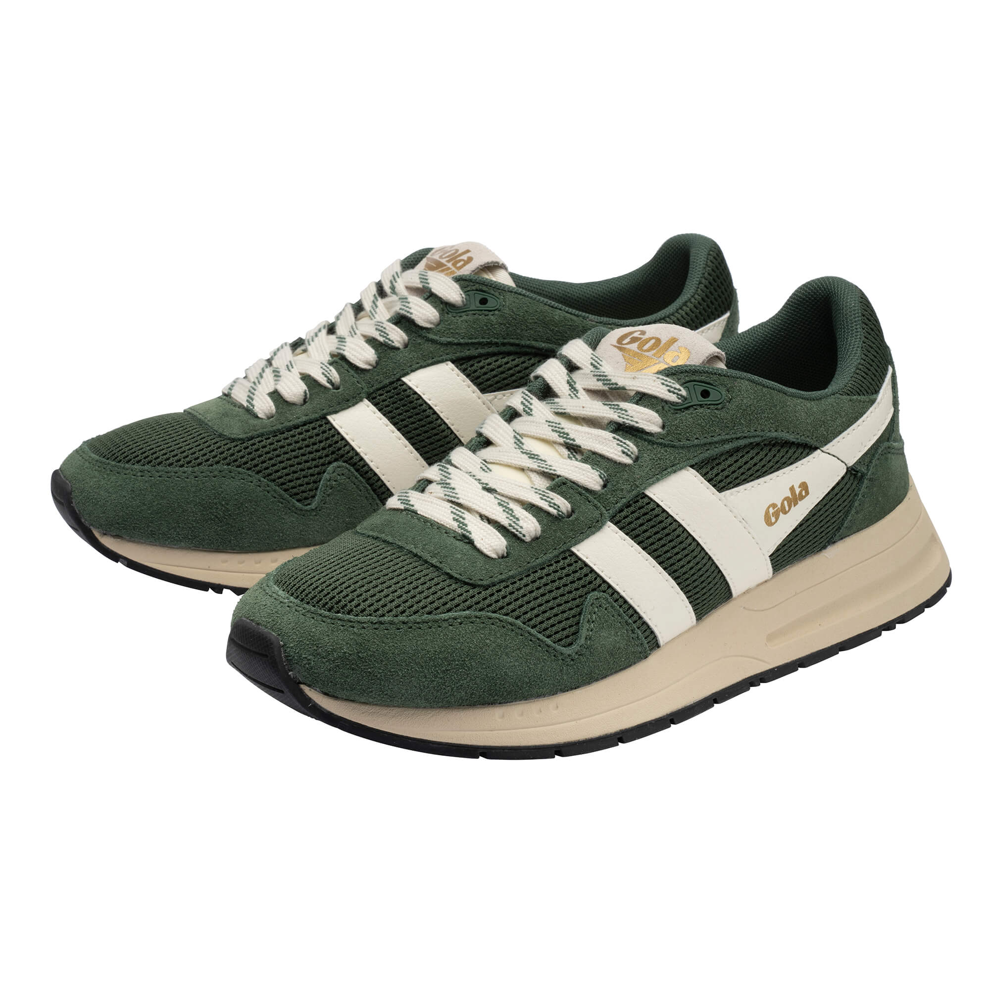 gola-delta-damen-sneaker-evergreen-off-white-wildleder-mesh image 3