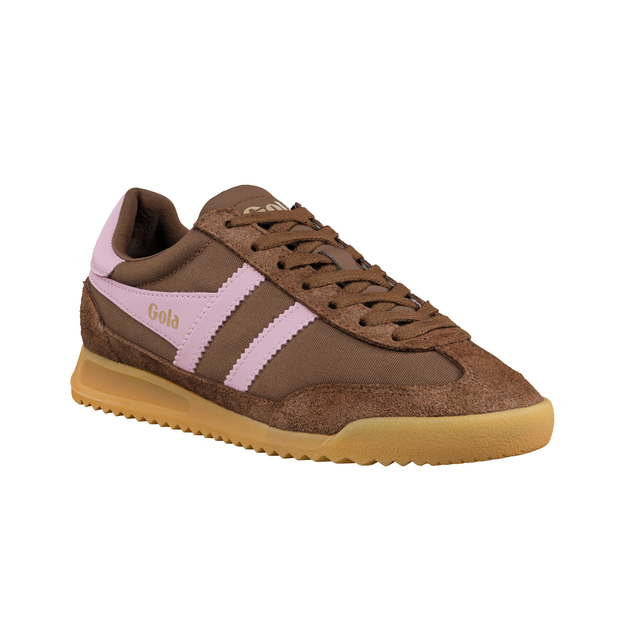 gola-tornado-sneaker-f-r-damen-nylon-wildleder-in-dunkelbraun-bonbonrosa image 2
