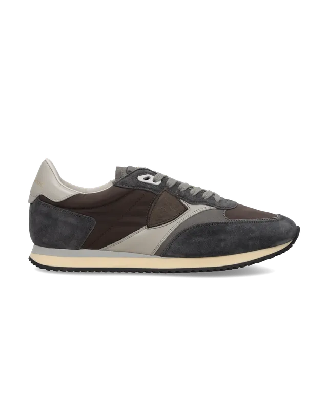 philippe-model-blville-herren-sneaker-grau-anthrazit-braun-elfenbein image 1