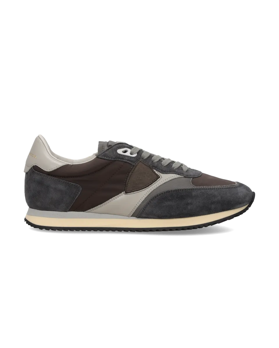 philippe-model-blville-herren-sneaker-grau-anthrazit-braun-elfenbein image 1
