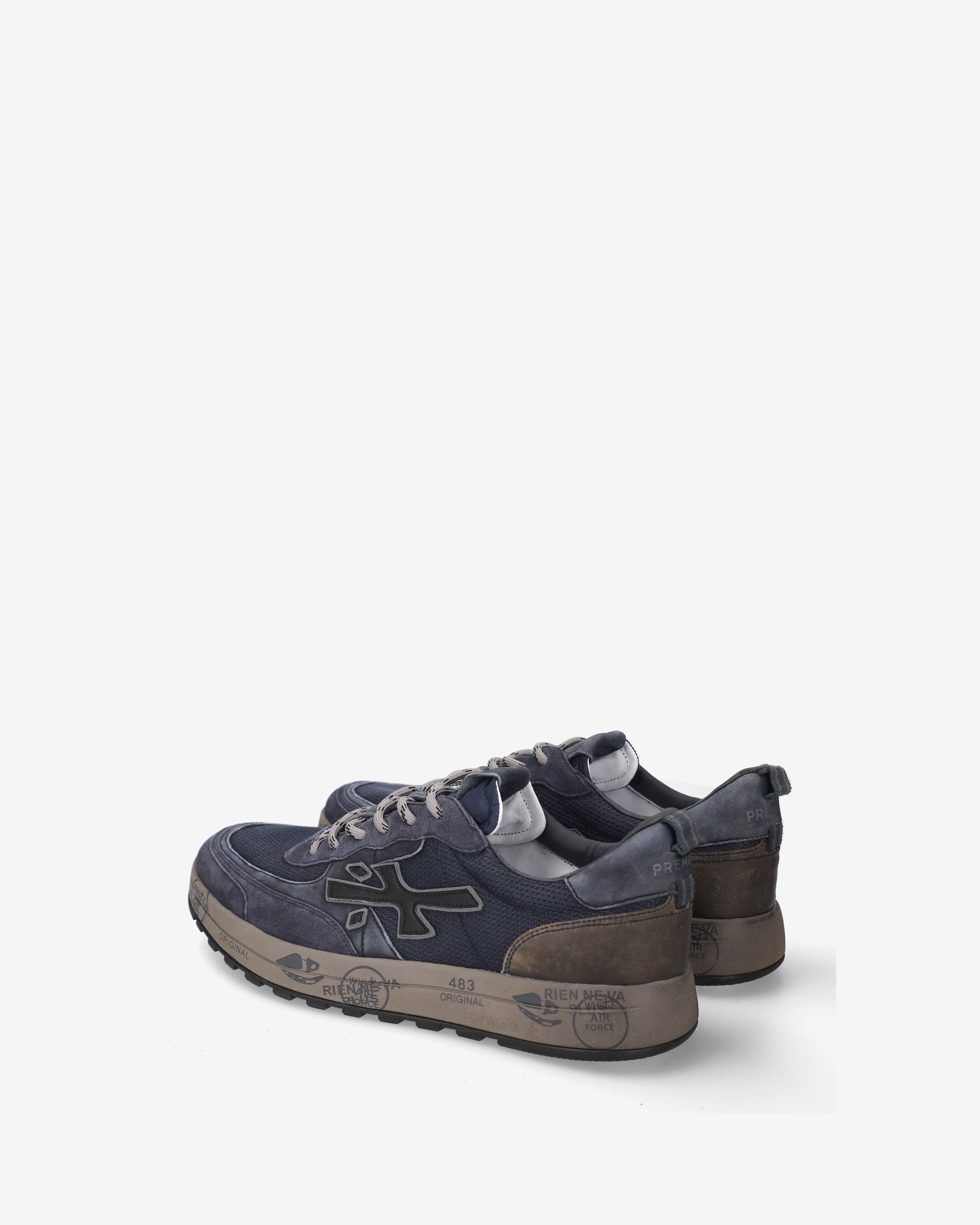 premiata-nous-8460-sneaker-navy-braun-suede-leder image 5