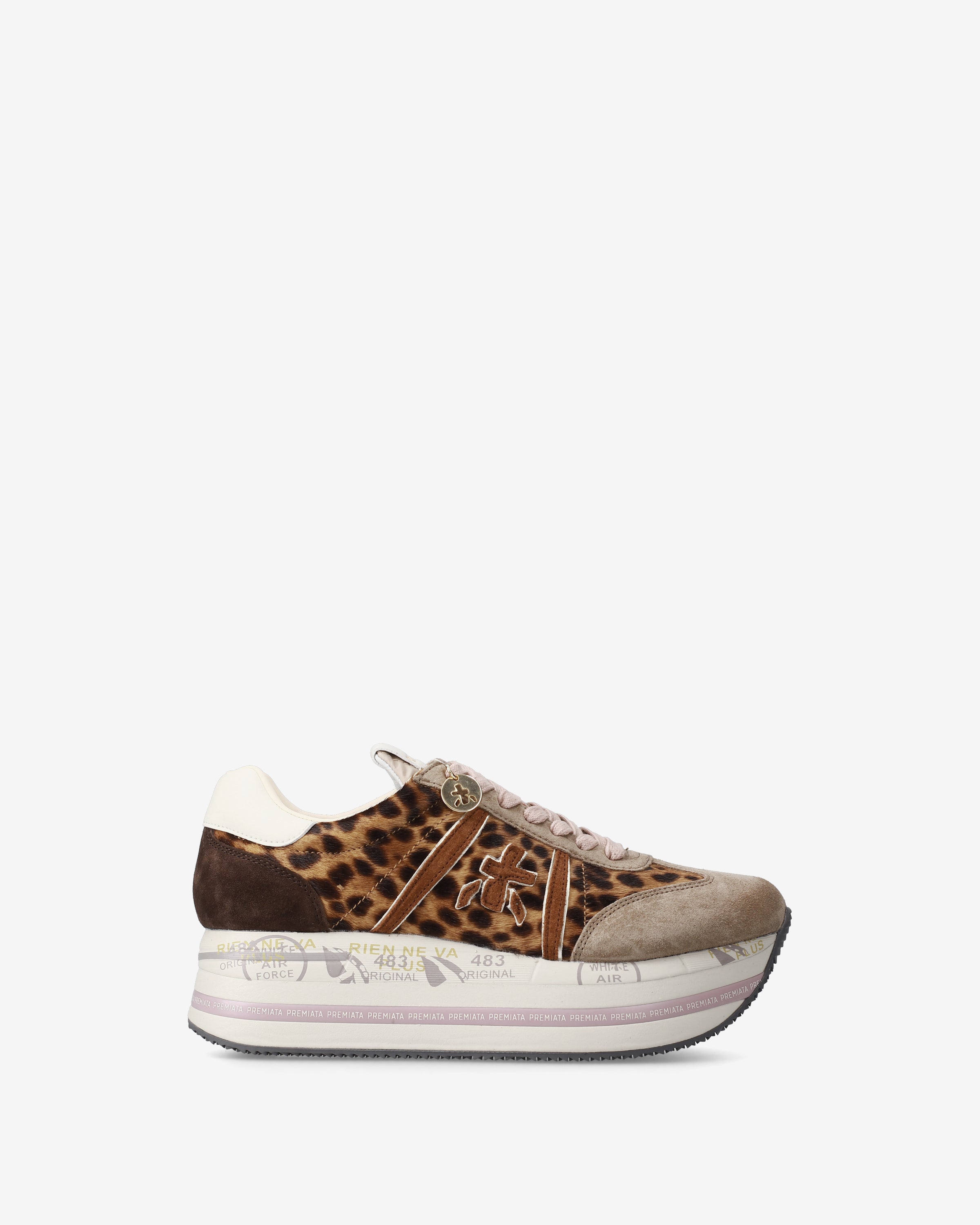 premiata-beth-7741-sneaker-beige-braun-animalier-suede-cavallino-maxi-sohle image 1