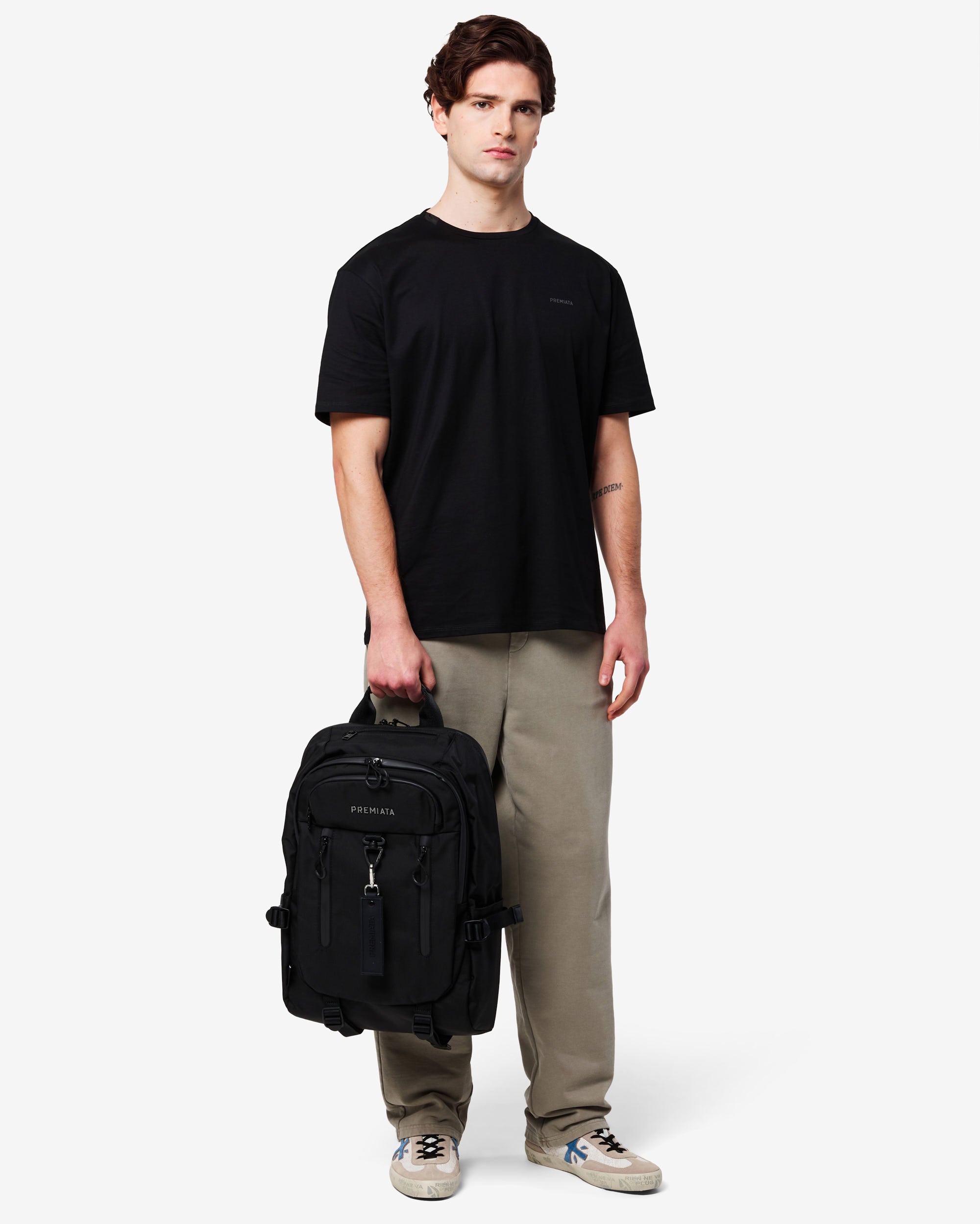 premiata-t-shirt-herren-baumwolle-nylon-schwarz-detail image 4