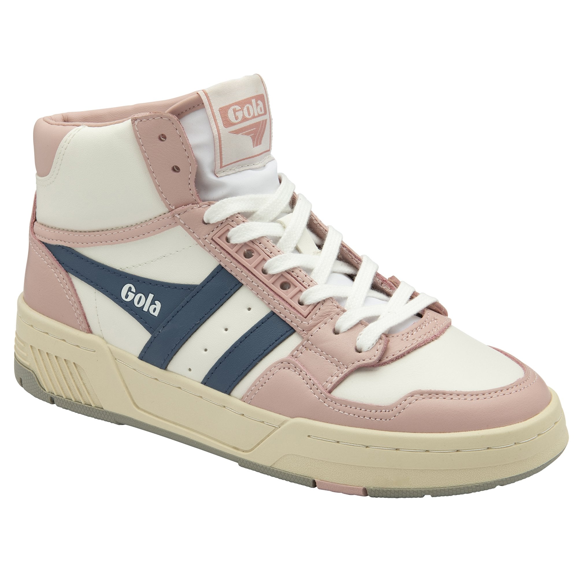 gola-challenge-high-damen-sneaker-high-top-aus-wei-em-leder-mit-kreiderosa-und-m image 2
