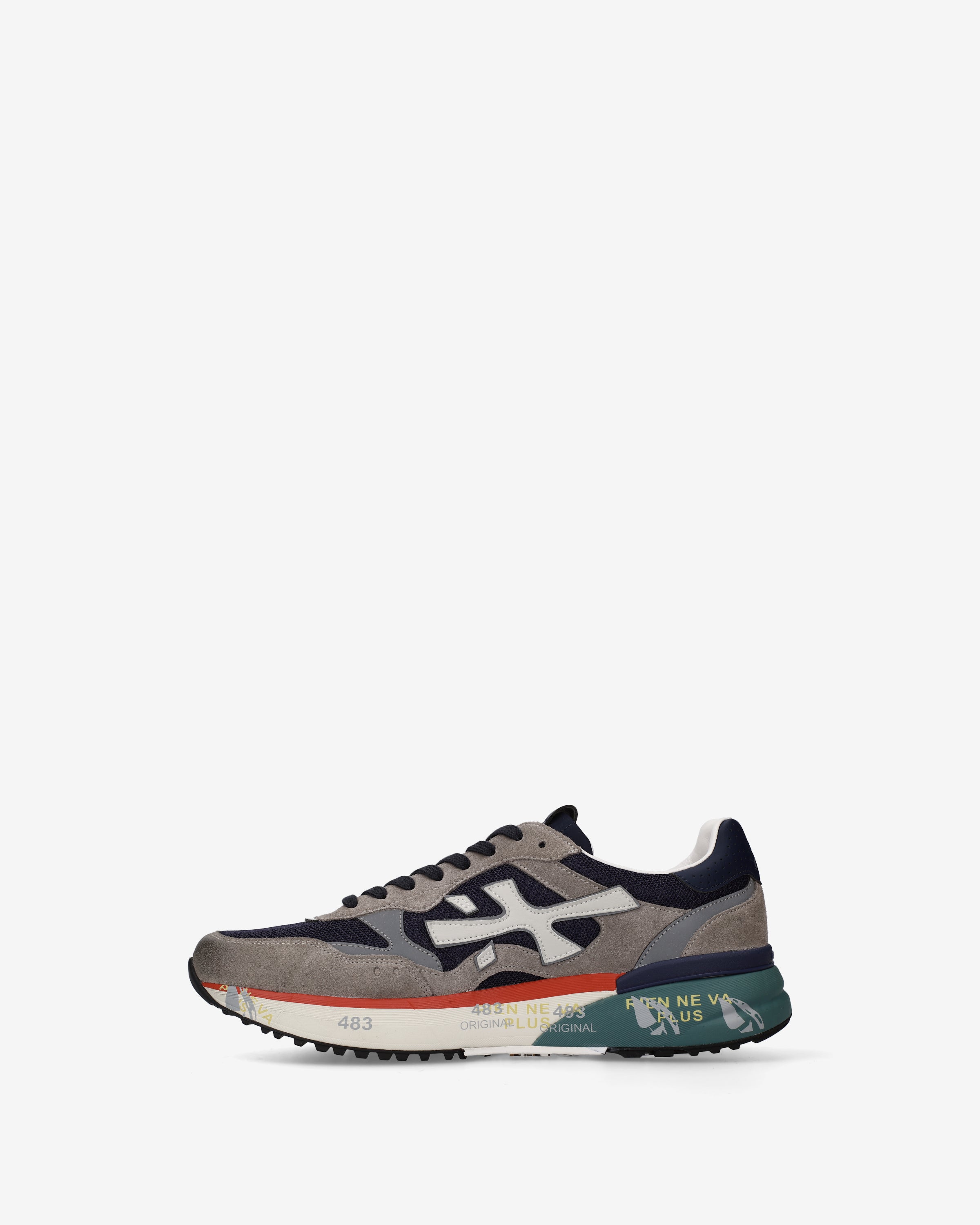 premiata-mick-0-1-8450-sneaker-navy-grau-suede-mesh-3-cm-sohle image 3