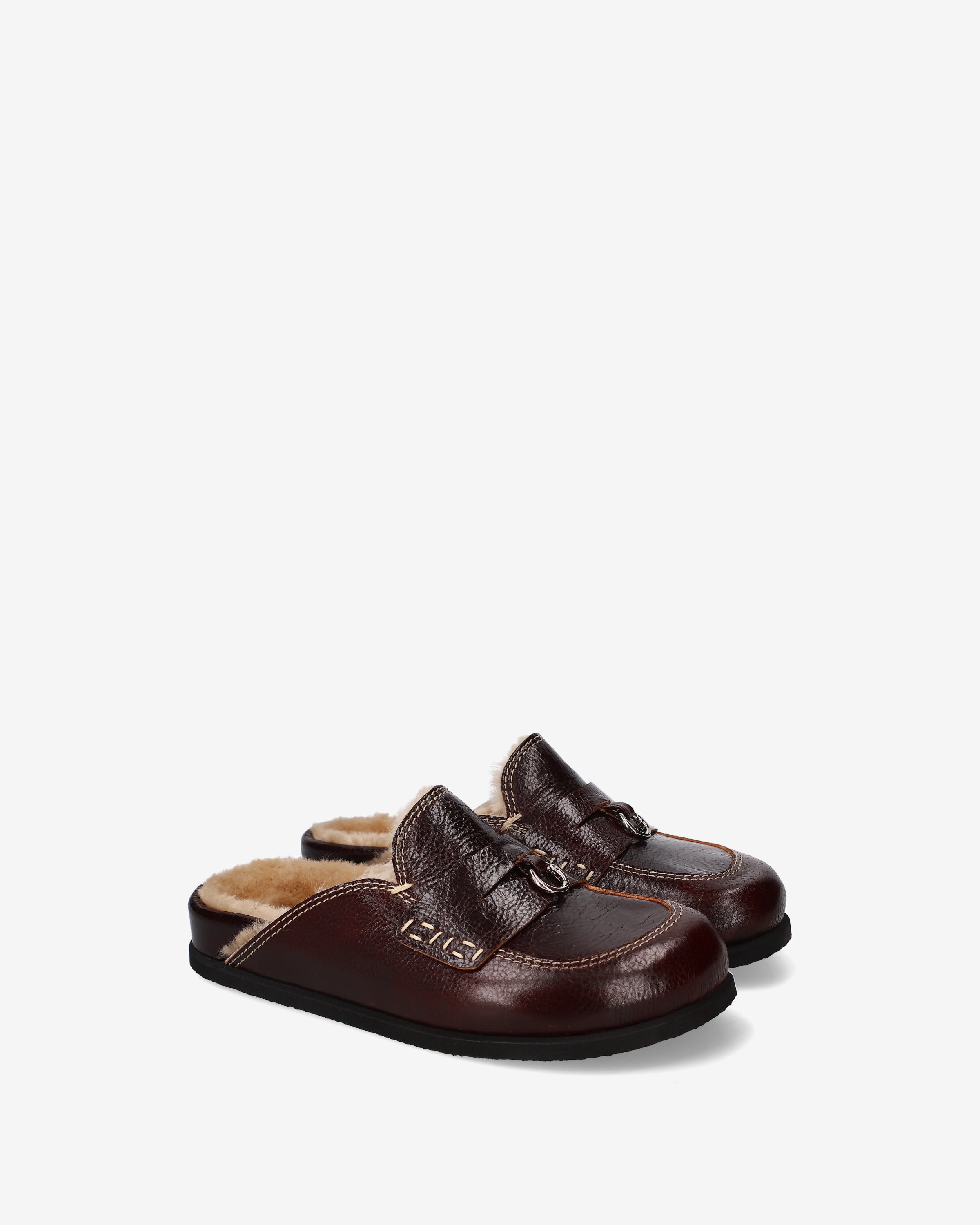 premiata-mules-shearling-damen-braune-leder-mules-made-in-italy image 2