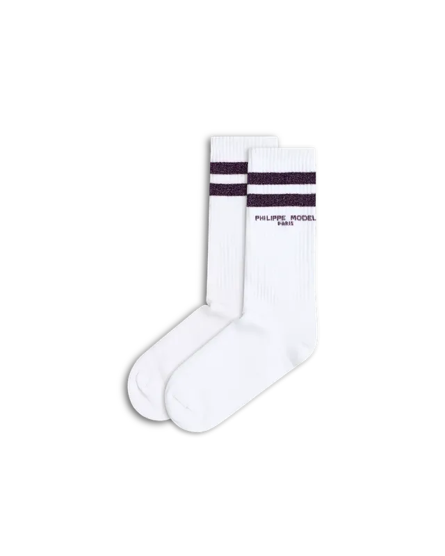 philippe-model-baumwoll-socken-unisex-wei-violett image 1