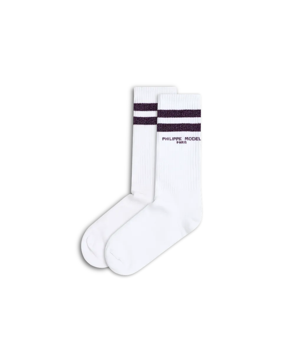 philippe-model-baumwoll-socken-unisex-wei-violett image 1
