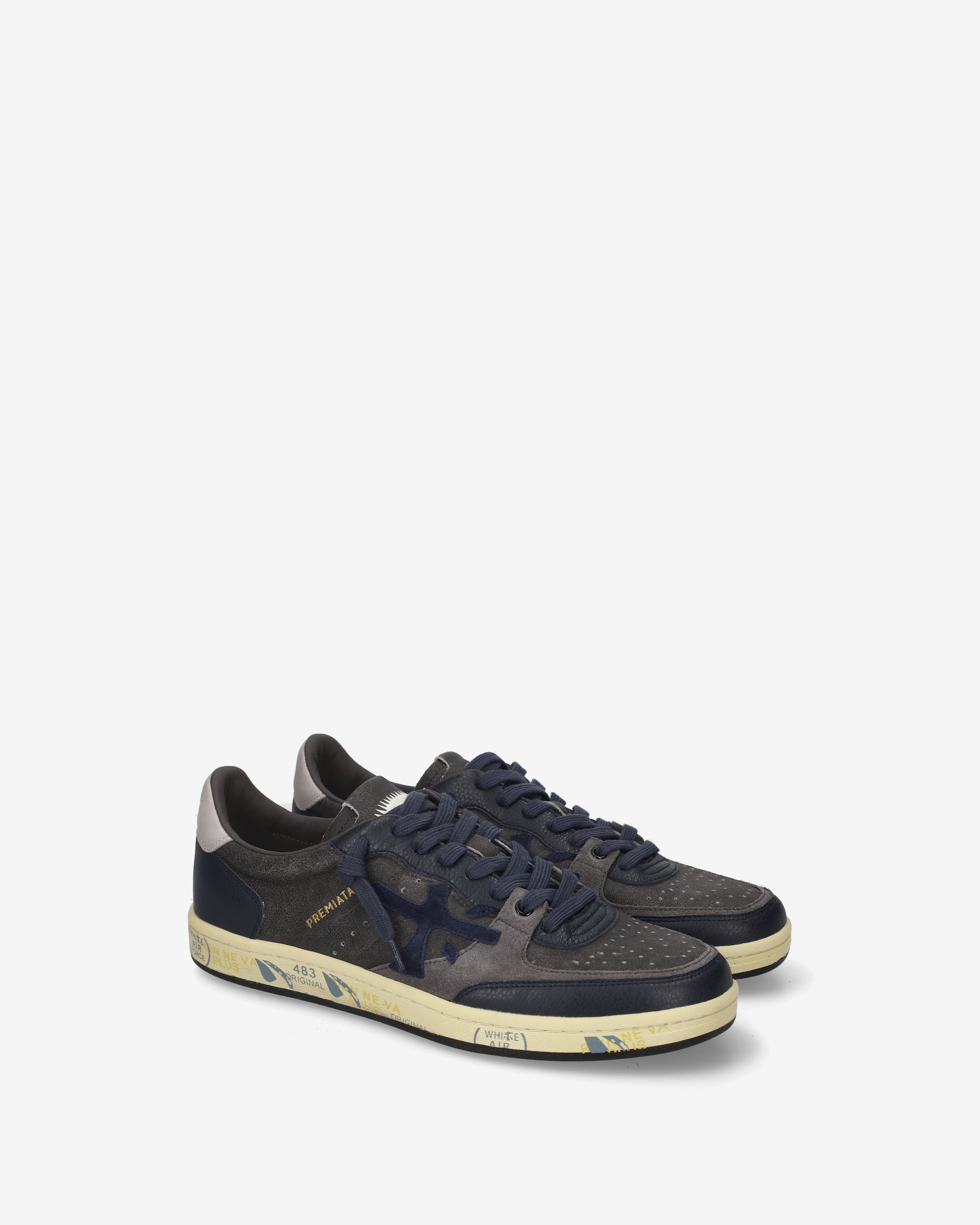 premiata-bskt-clay-8444-sneaker-navy-grey-leder-suede-herren image 2