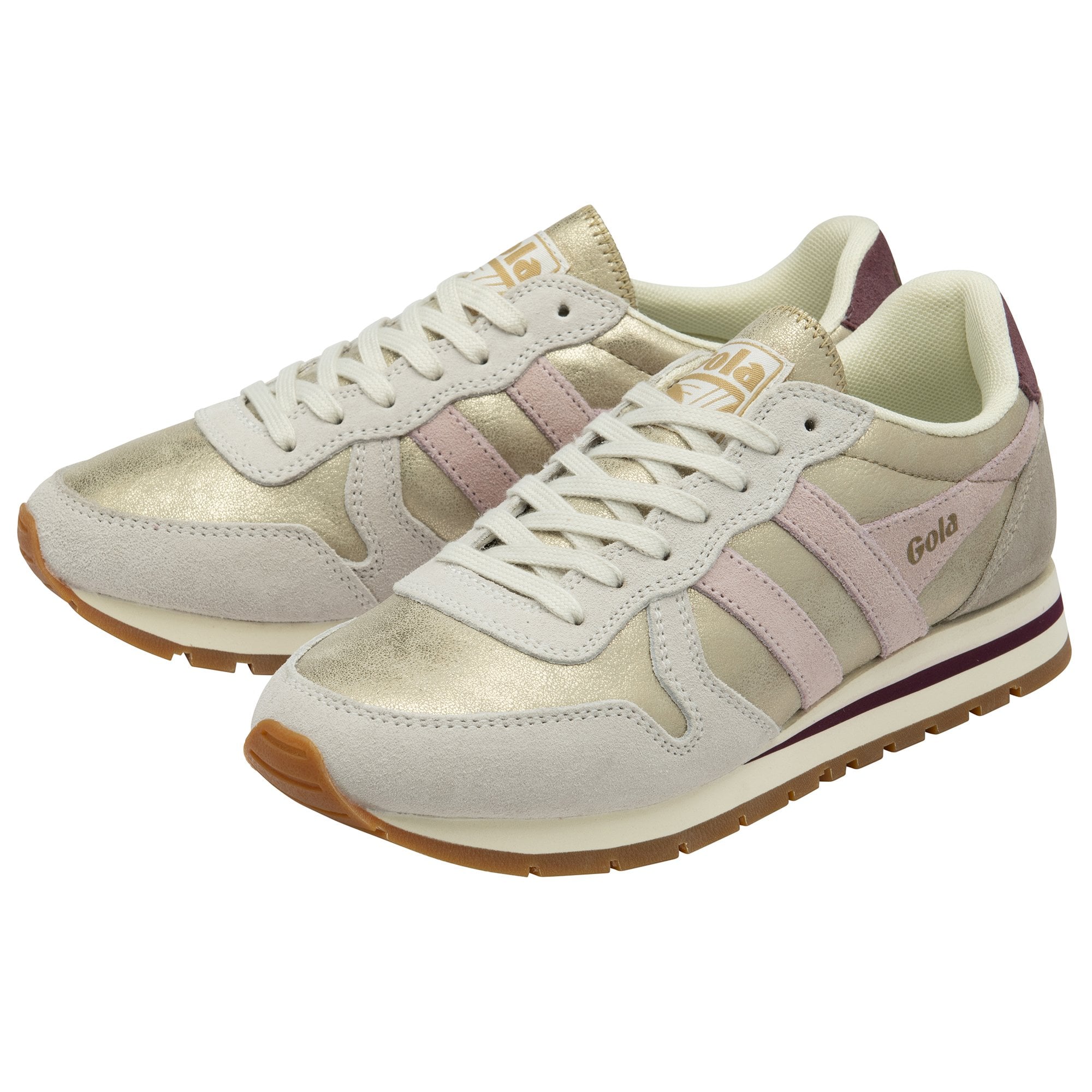 gola-daytona-blaze-sneaker-f-r-damen-gold-rosa-weinrot image 3