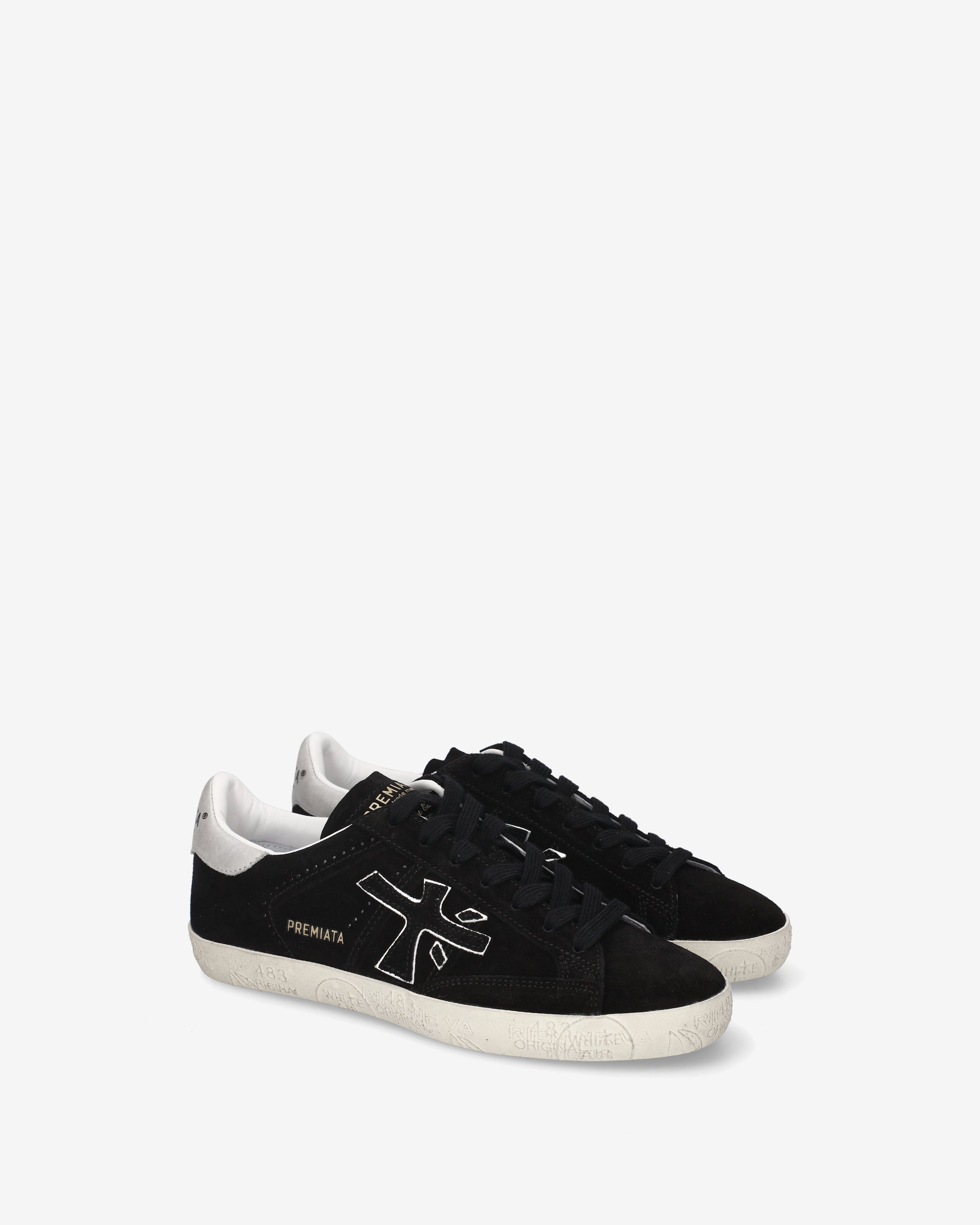 premiata-stevend-8487-damen-sneaker-schwarz-wei-suede-mit-kontrast-details image 2