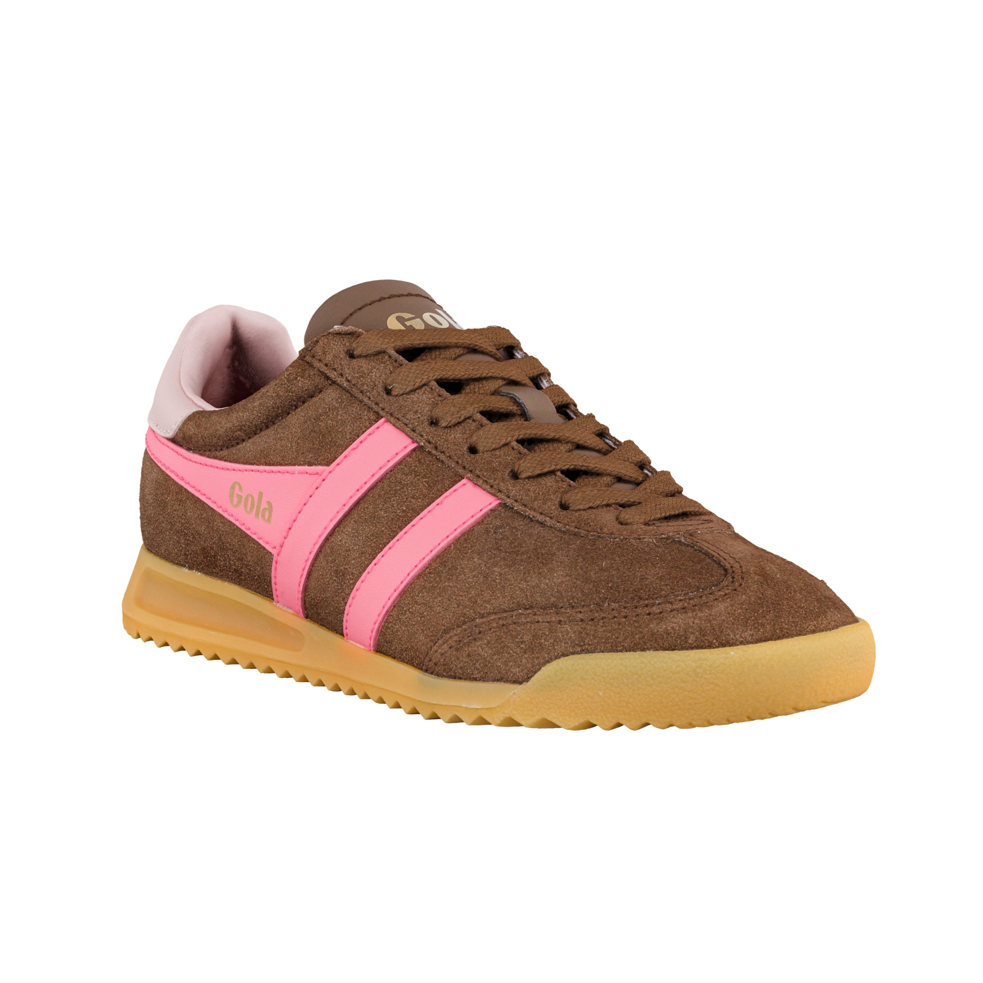 gola-torpedo-damen-sneaker-dunkelbraun-neonpink-rosa image 2