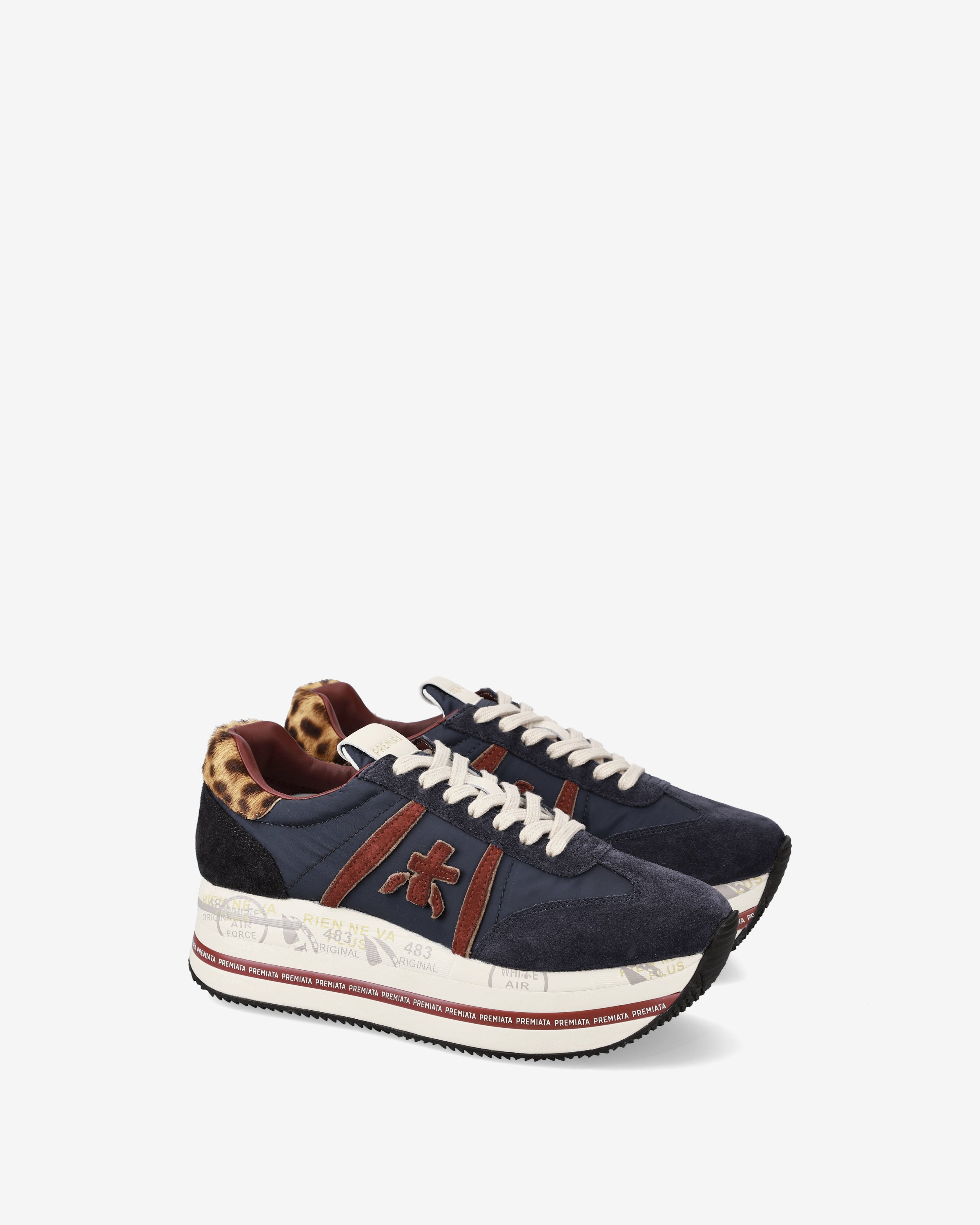 premiata-beth-7743-sneaker-blau-navy-bordeaux-beige image 2