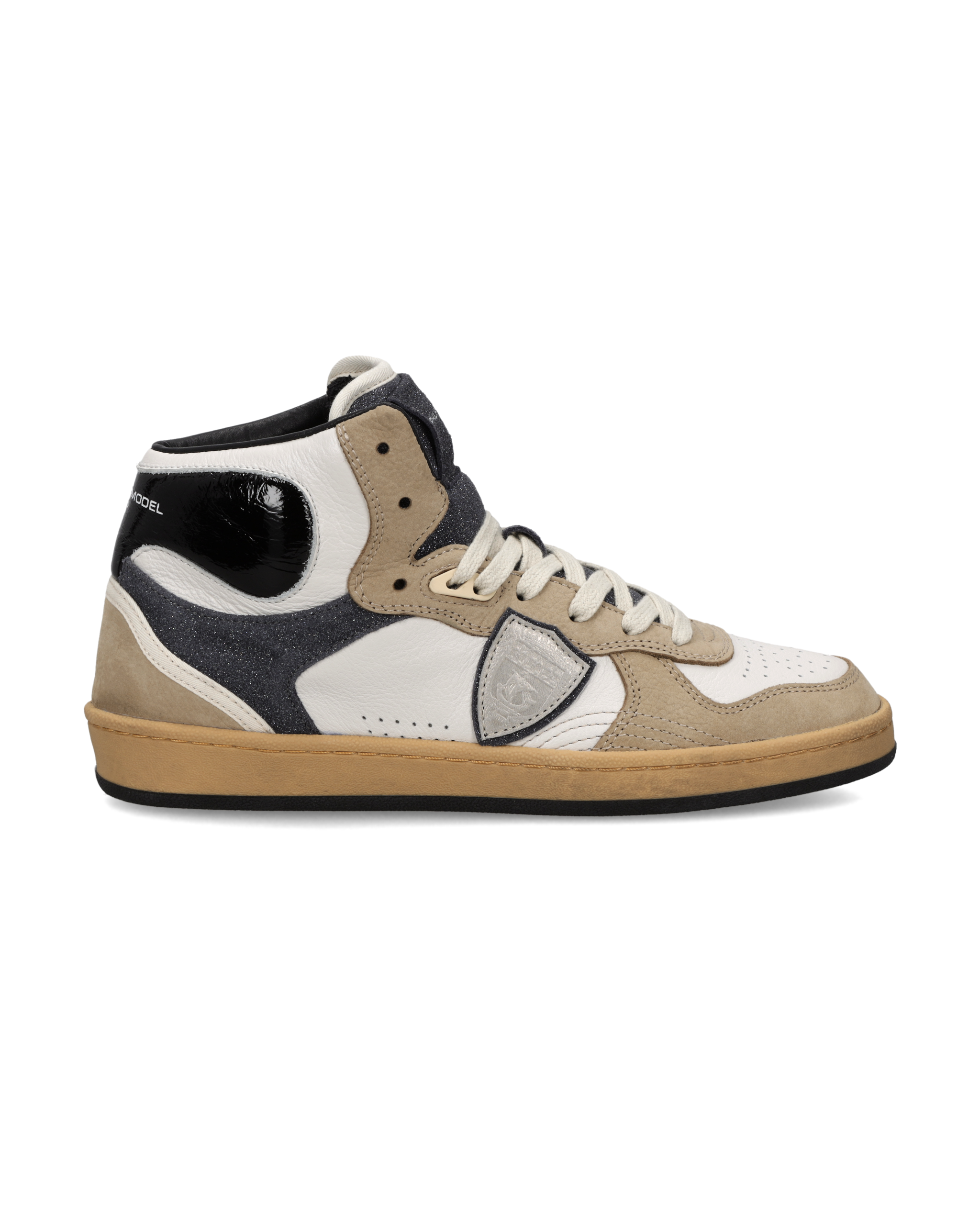 philippe-model-pgal-high-damen-high-top-sneaker-wei-schwarz-beige image 1