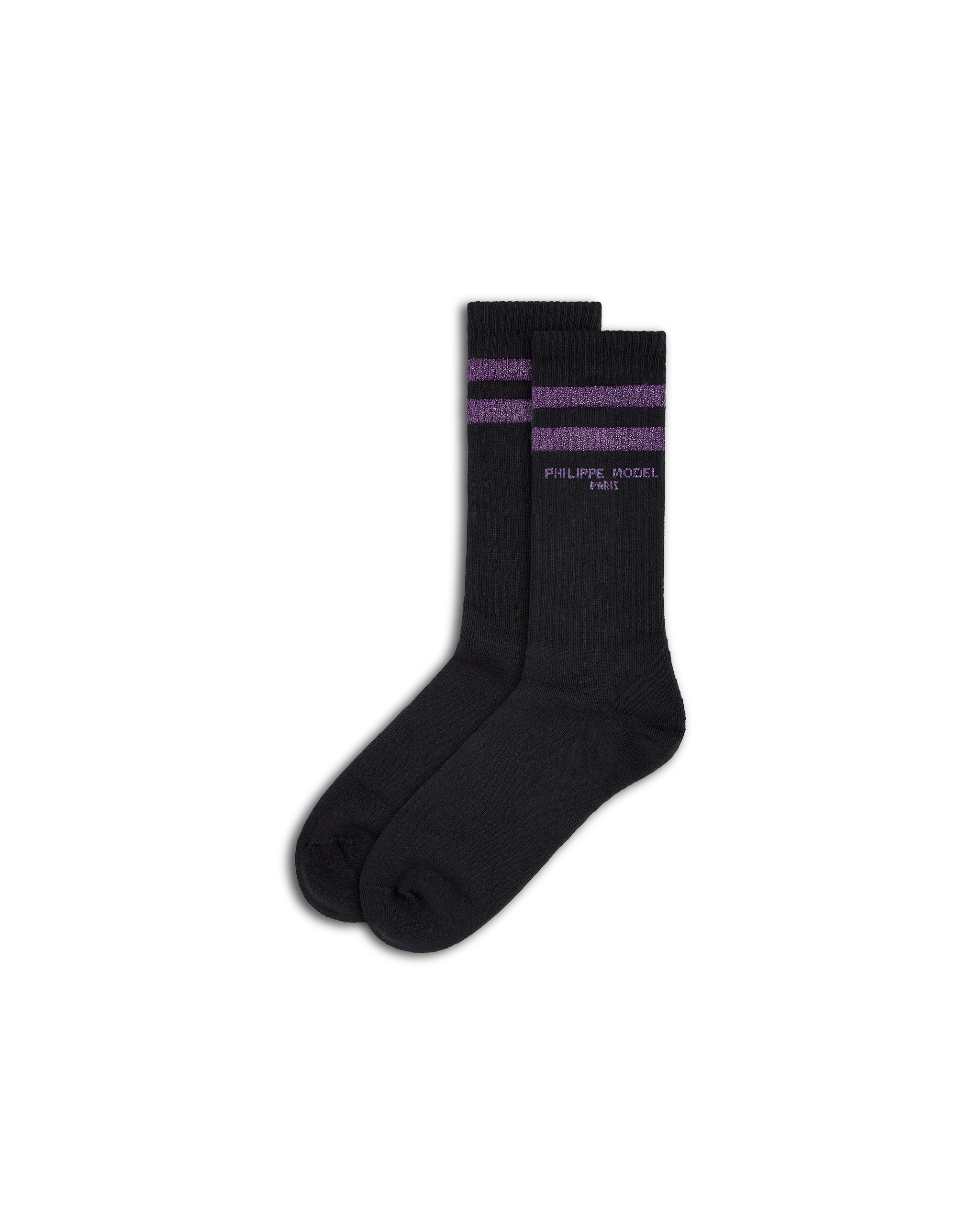 philippe-model-socken-unisex-baumwolle-schwarz-violett image 1