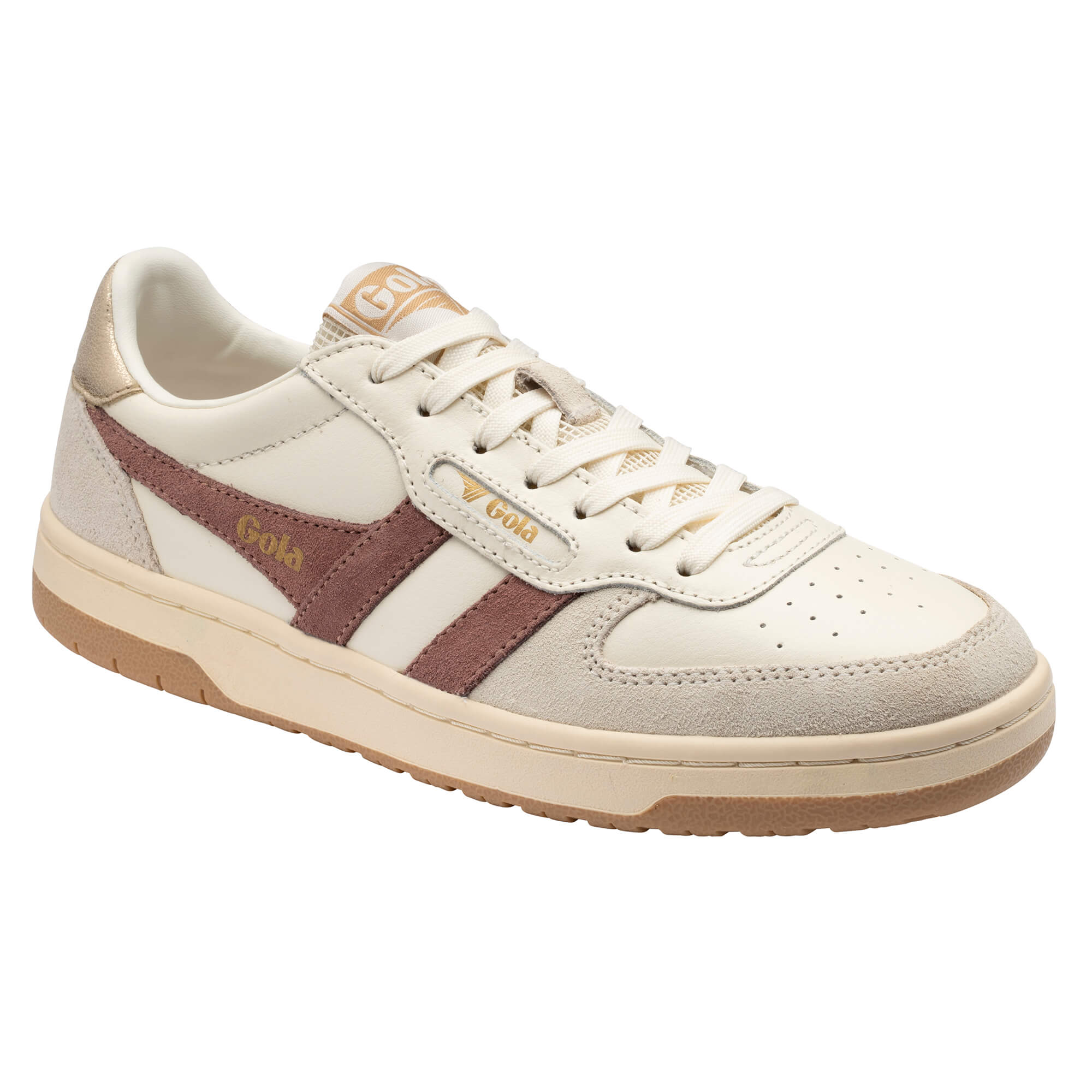 gola-hawk-sneaker-f-r-damen-off-white-braunrosa-gold image 2