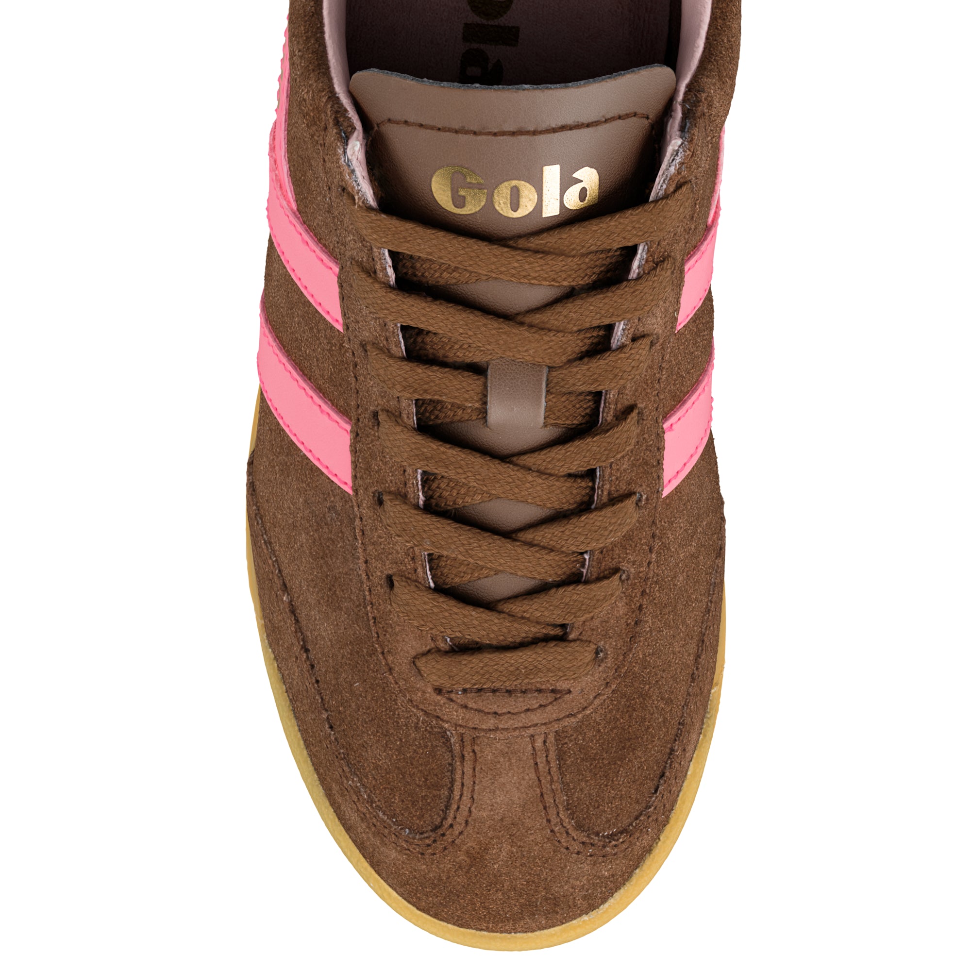 gola-torpedo-damen-sneaker-dunkelbraun-neonpink-rosa image 4