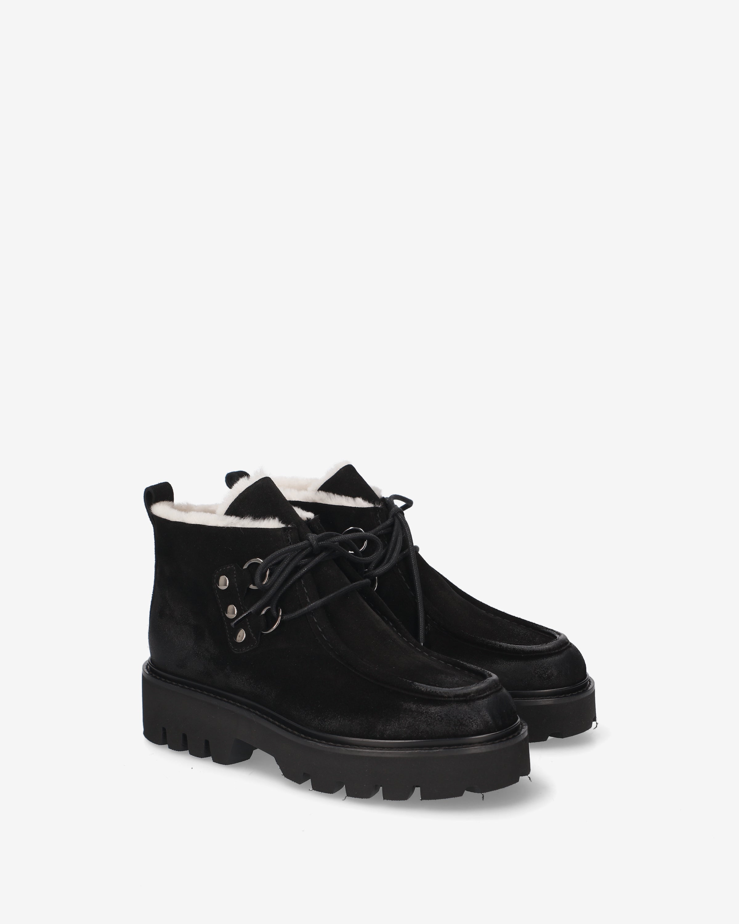 premiata-polacchino-damen-boot-schwarz-crosta-mit-lammfell image 2
