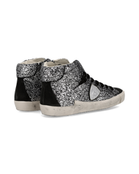 philippe-model-prsx-high-damen-sneaker-pailletten-schwarz-silber image 2