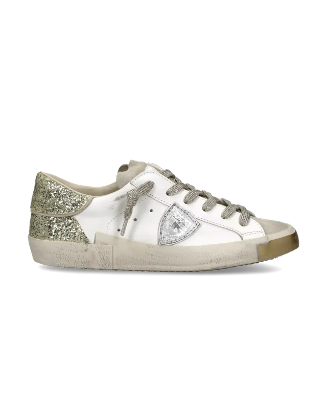 philippe-model-prsx-damen-sneaker-wei-gold-pailletten image 1