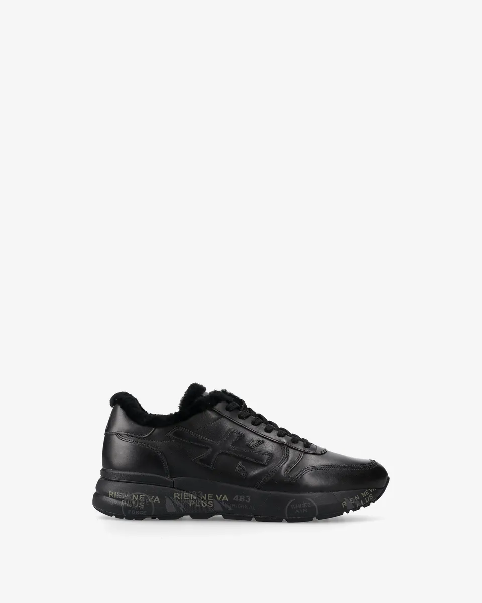 premiata-mick-1453nm-herren-sneaker-schwarz-leder-mit-lammfell image 1