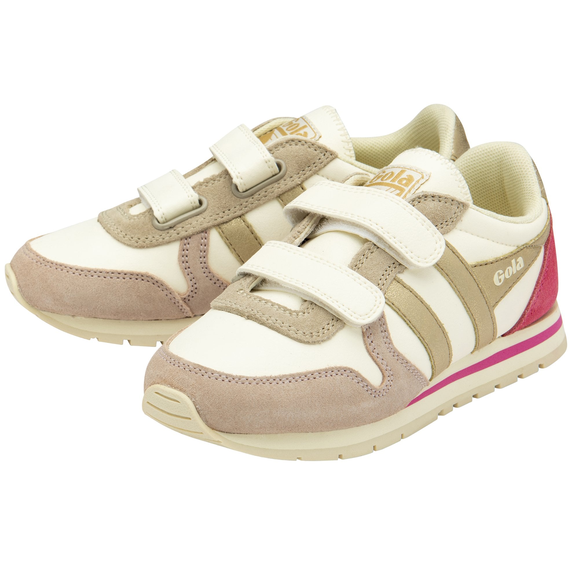 gola-daytona-quadrant-strap-kinder-sneaker-creme-pink-gold image 3