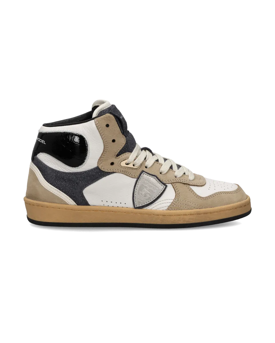 philippe-model-pgal-high-damen-high-top-sneaker-wei-schwarz-beige image 1