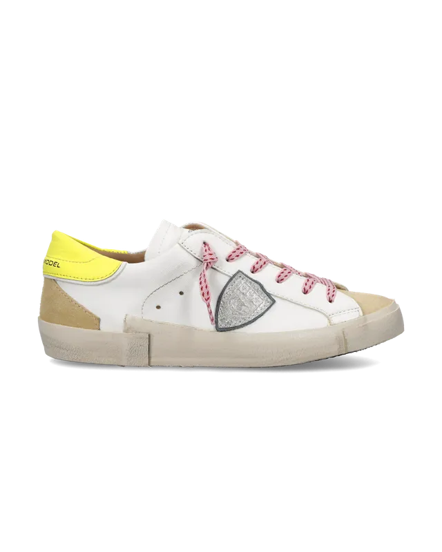 philippe-model-prsx-damen-sneaker-wei-beige-gelb-fluo image 1