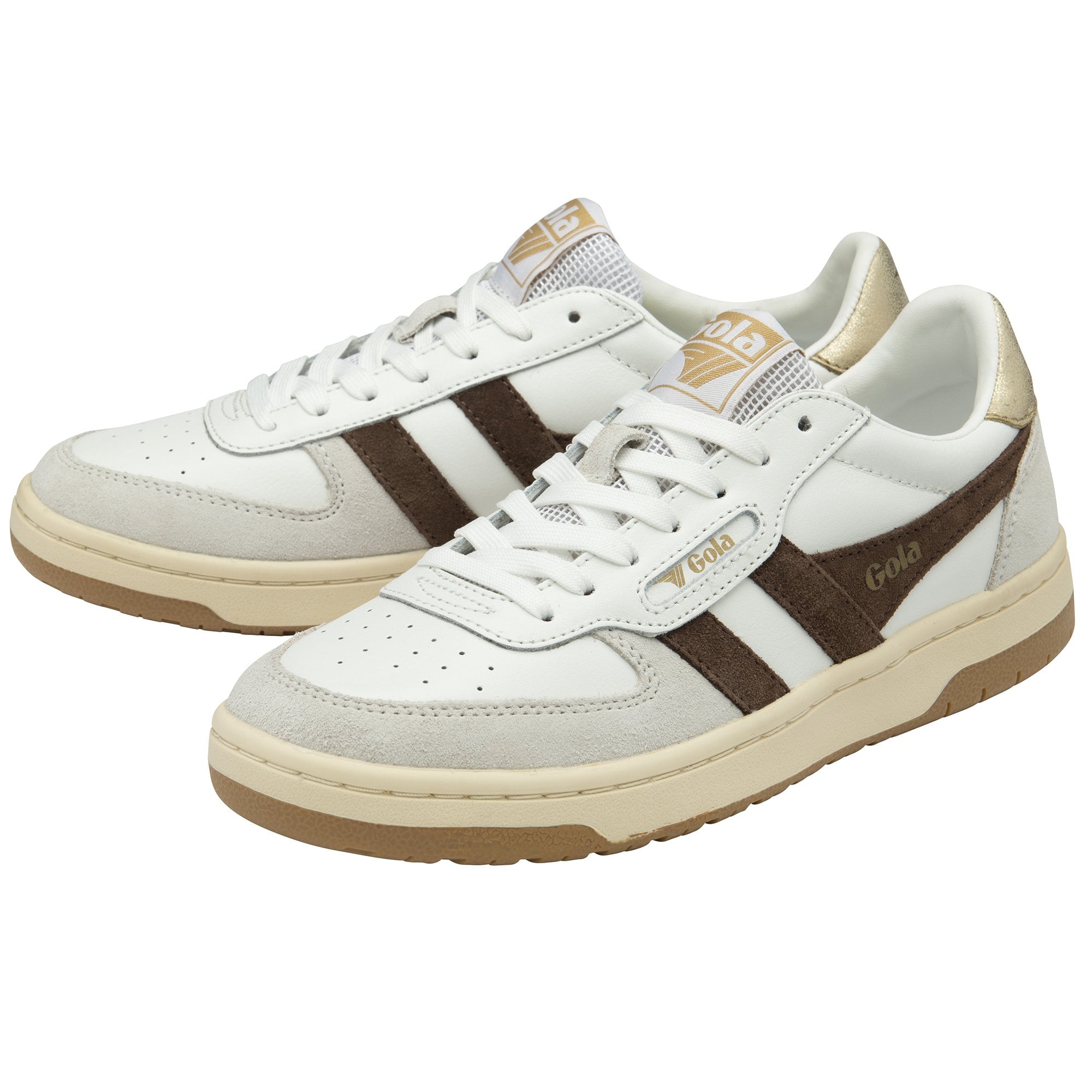 gola-hawk-damen-sneaker-leder-court-wei-dunkelbraun-gold image 3