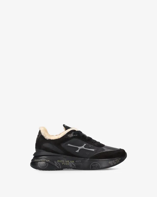 premiata-moerund-7795m-sneaker-schwarz-suede-mit-lammfell image 1