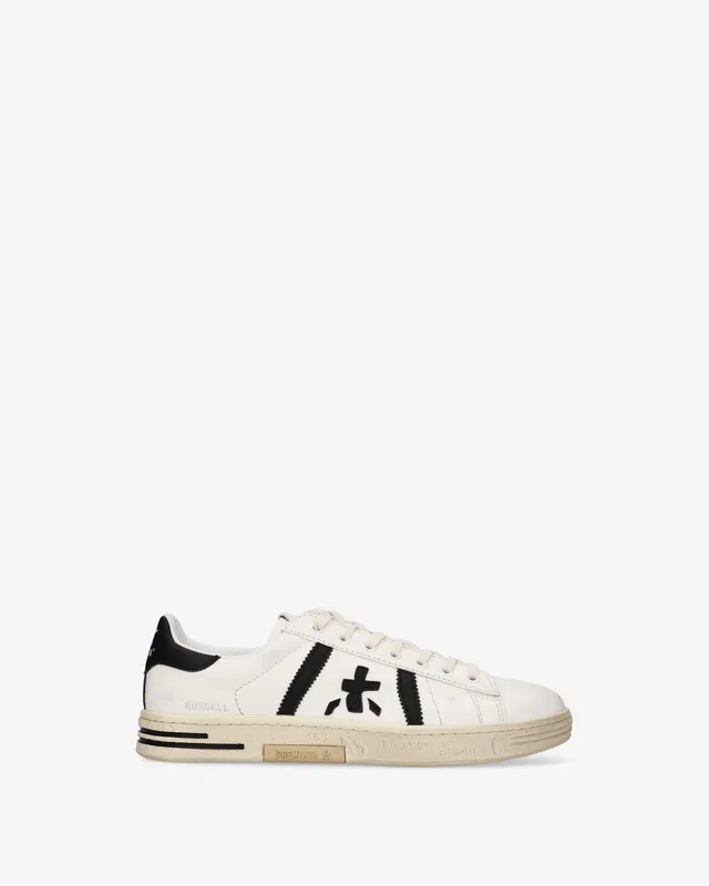 premiata-russell-8561-herren-sneaker-creme-schwarz image 1