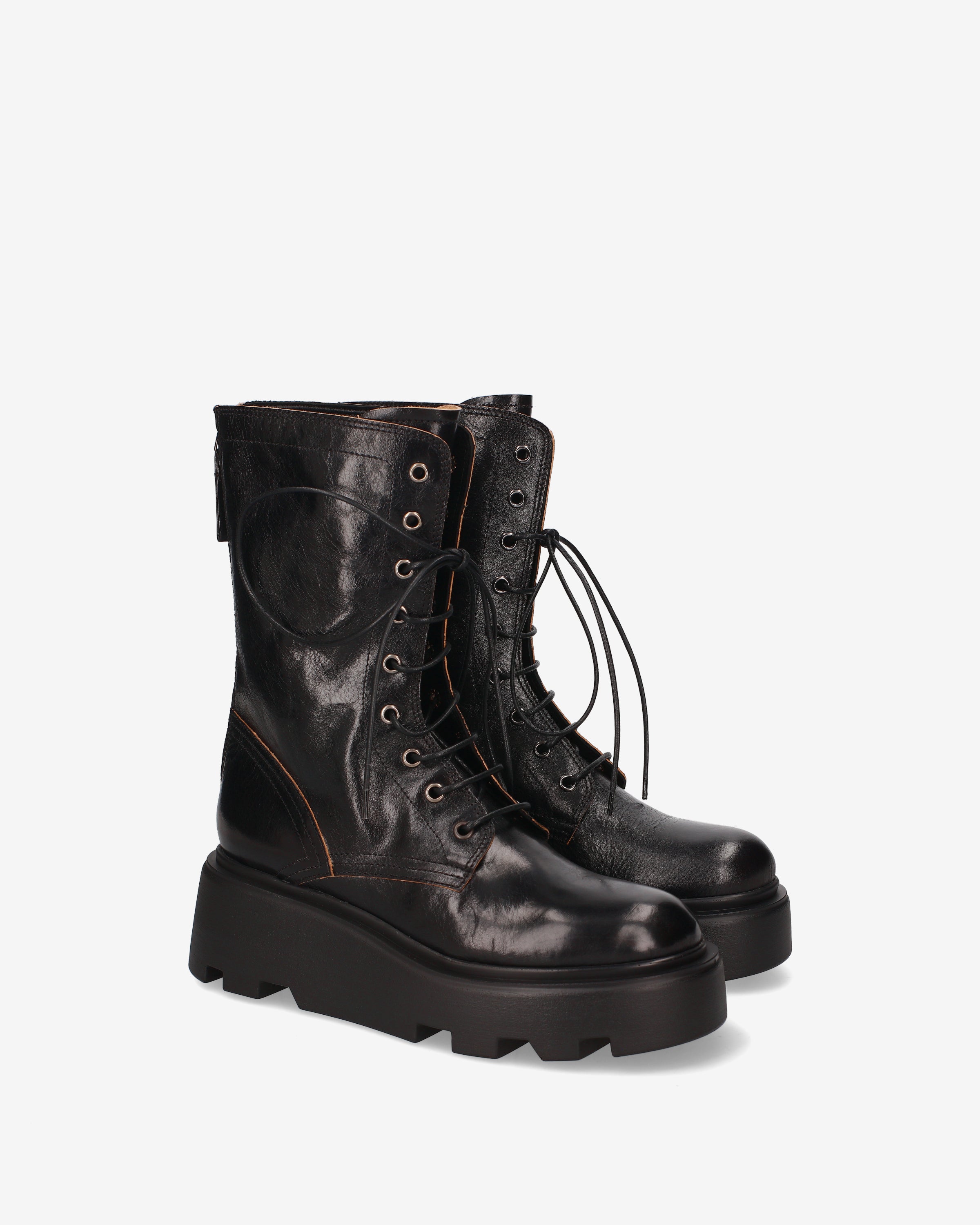 premiata-anfibi-platform-stiefel-damen-schwarz-leder image 2