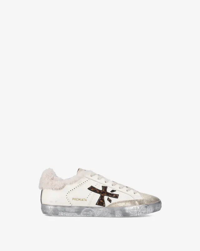 premiata-stevend-7606m-sneaker-creme-gold-animalier image 1