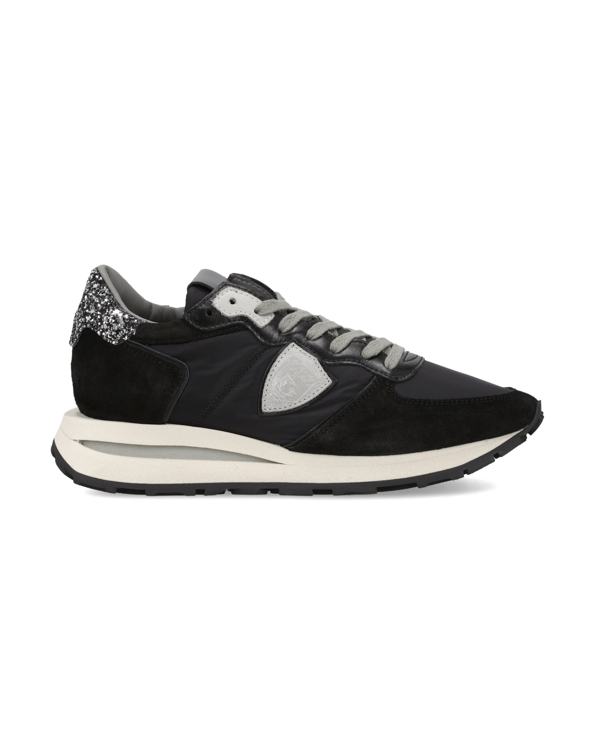 philippe-model-tropez-haute-damen-sneaker-schwarz-silber-mit-pailletten-fersenka image 1