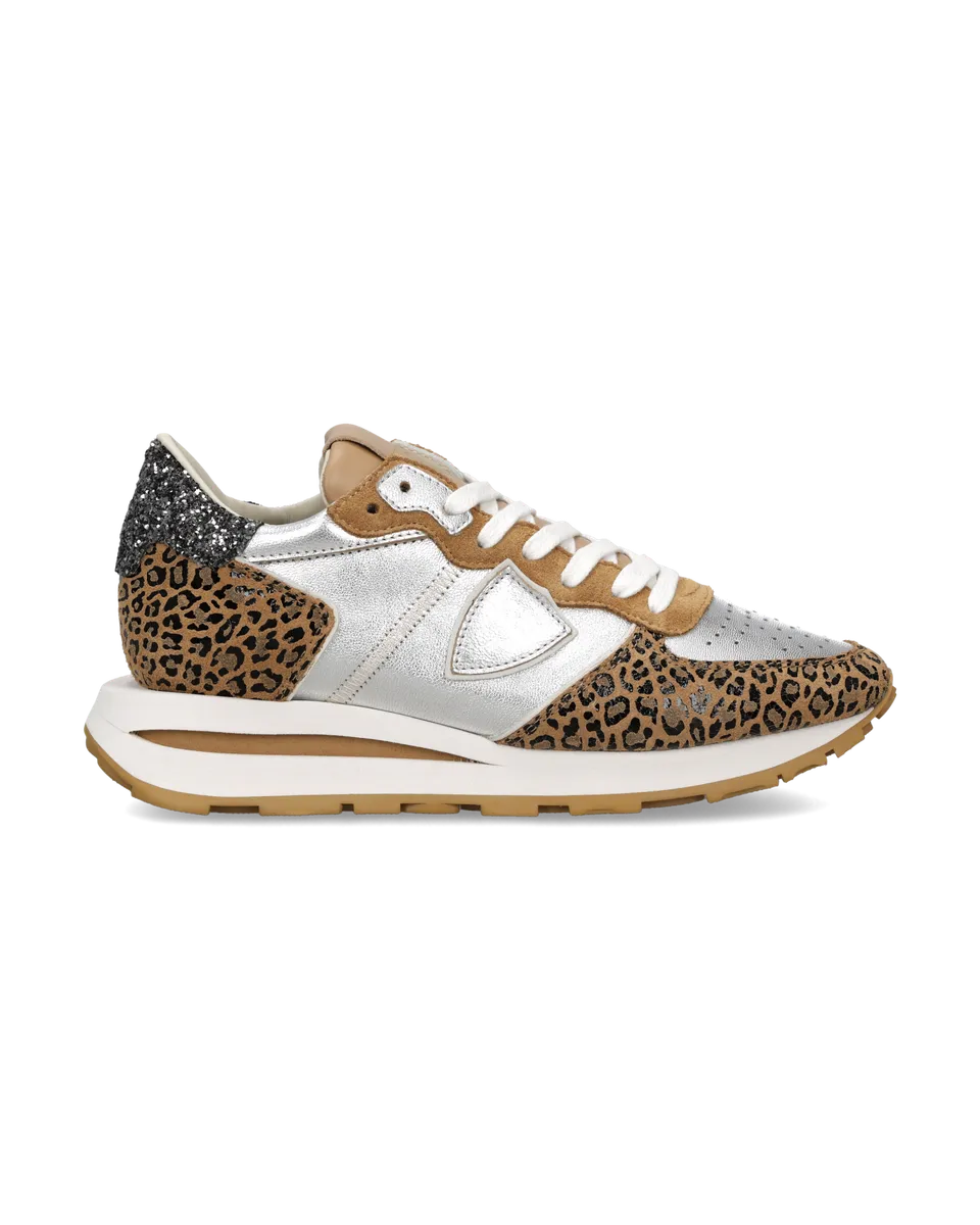 philippe-model-tropez-haute-sneaker-damen-silber-animal-print image 1