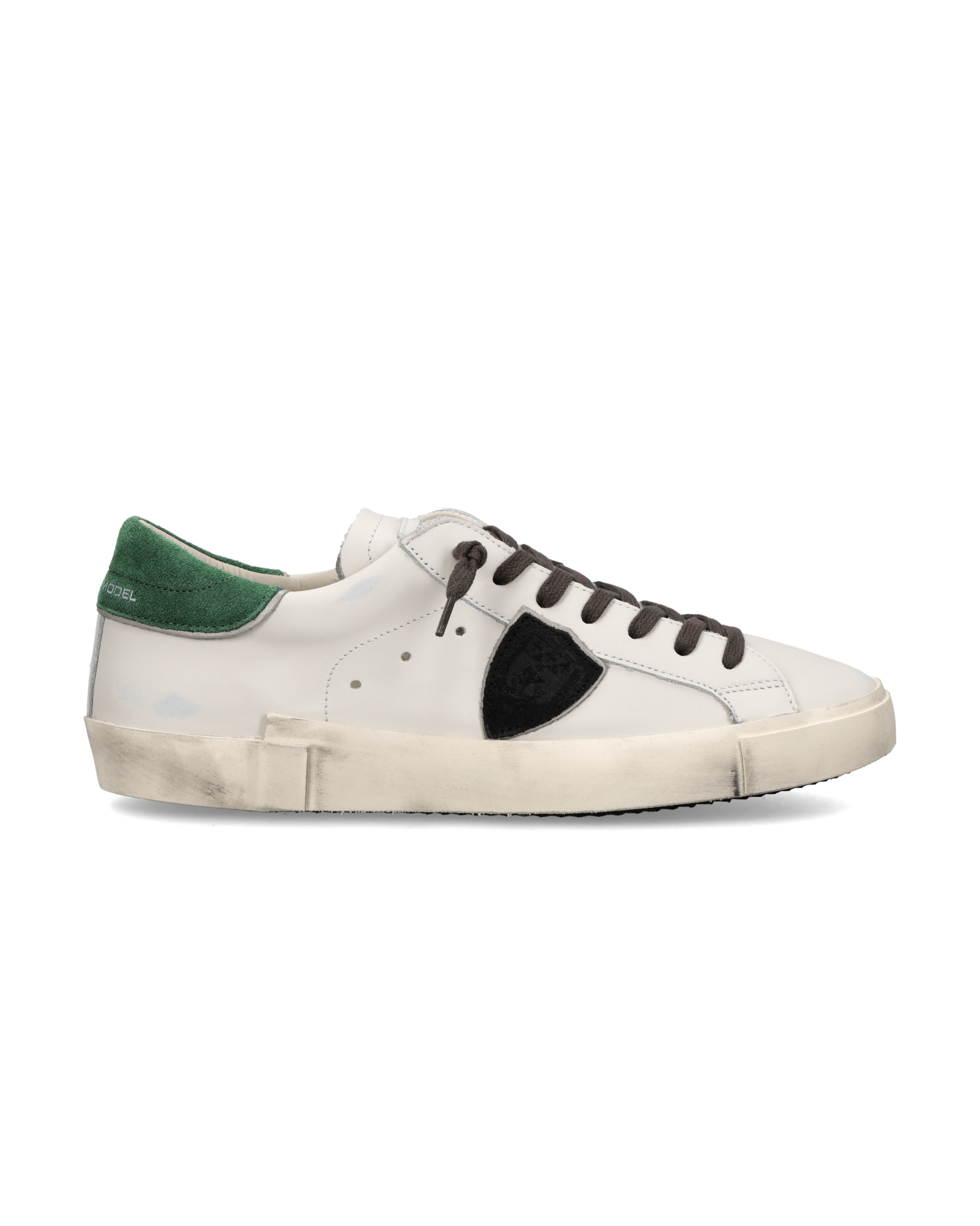 philippe-model-prsx-herren-sneaker-wei-flaschengr-n-glattleder-einsatz image 1