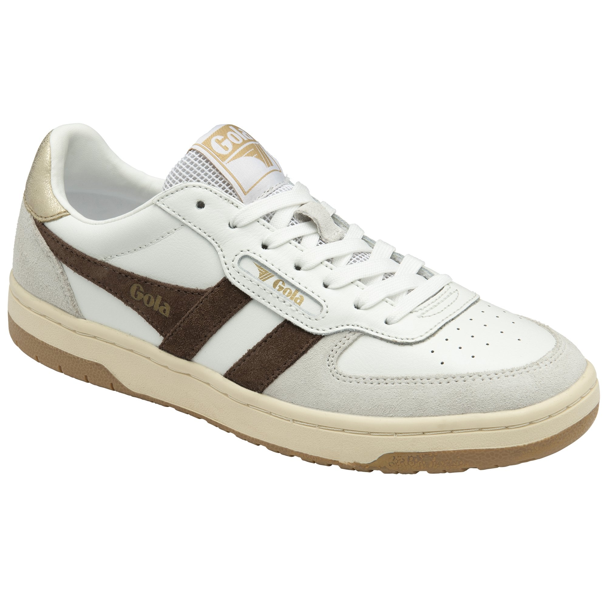 gola-hawk-damen-sneaker-leder-court-wei-dunkelbraun-gold image 2