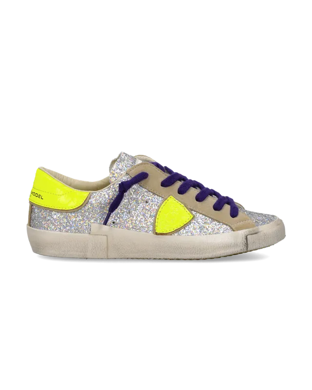 philippe-model-prsx-damen-sneaker-silber-gelb-fluo image 1