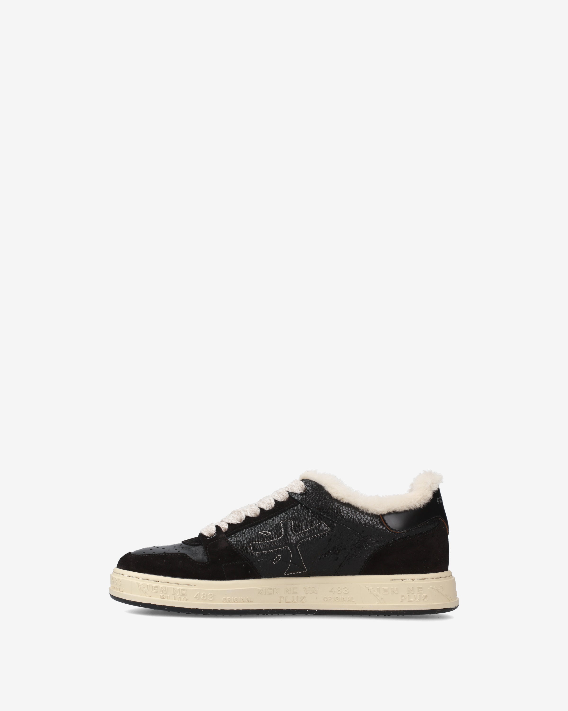 premiata-quinnd-7081m-sneaker-schwarz-leder-reptil-lammfell image 3