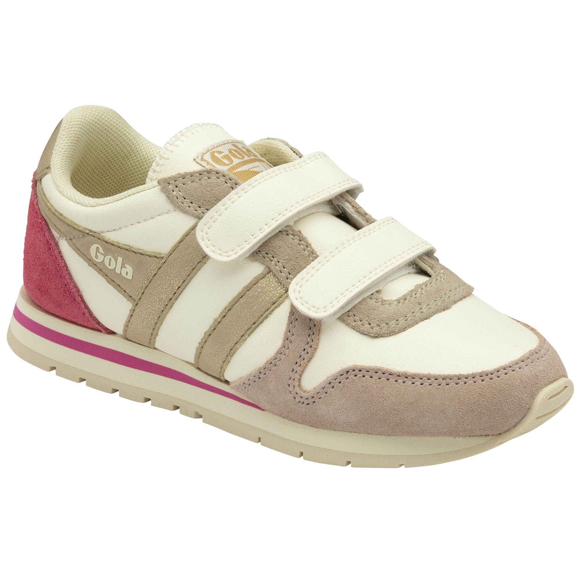 gola-daytona-quadrant-strap-kinder-sneaker-creme-pink-gold image 2