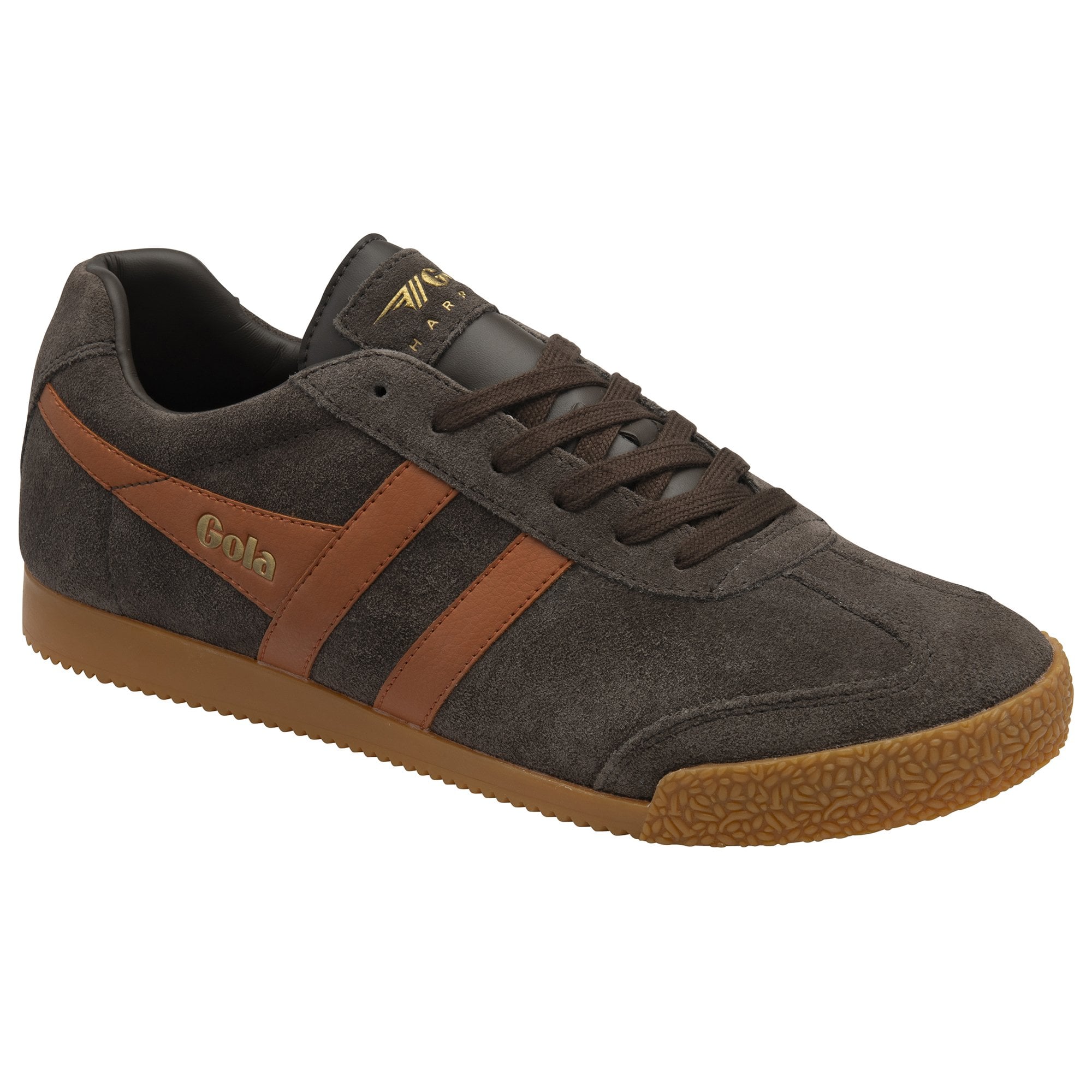 gola-harrier-herren-sneaker-dunkelbraun-wildleder-orange-1968 image 2