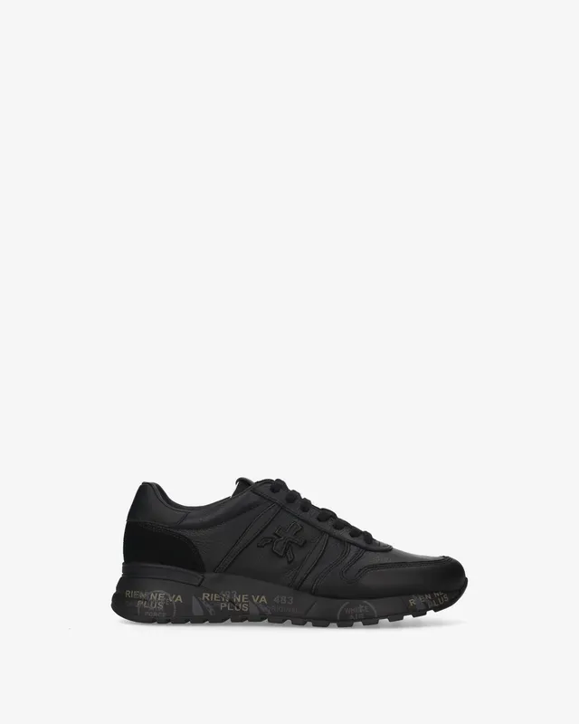 premiata-lander-8659-sneaker-total-black-aus-leder-und-suede image 1