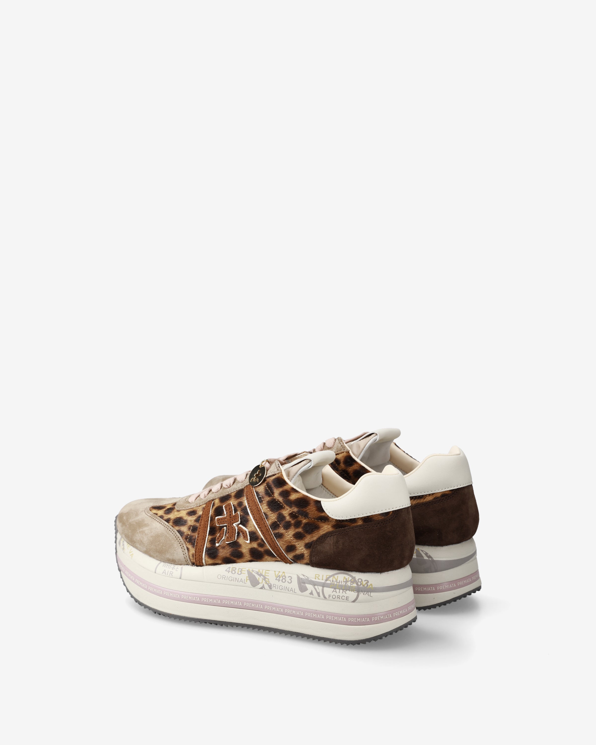 premiata-beth-7741-sneaker-beige-braun-animalier-suede-cavallino-maxi-sohle image 5