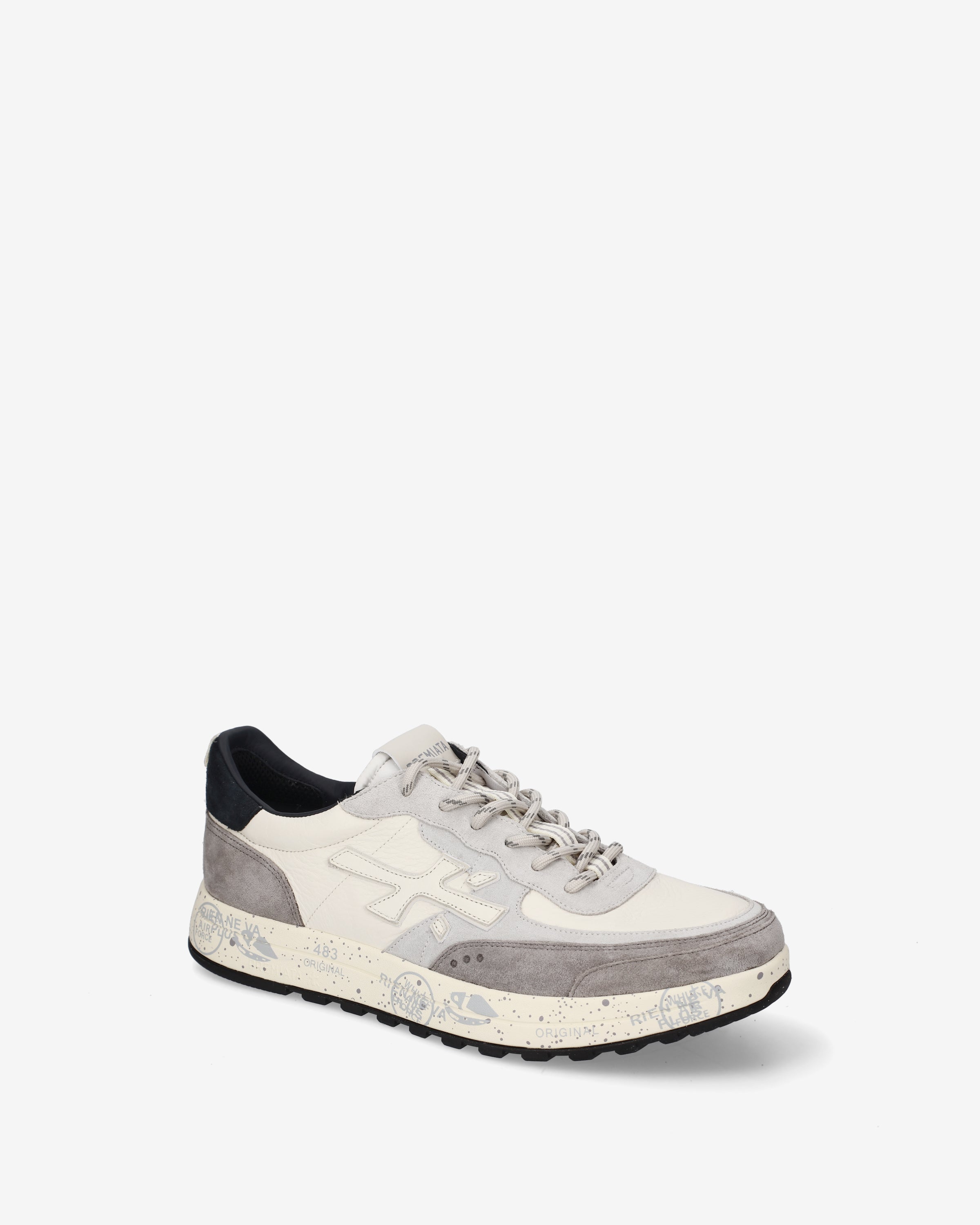 premiata-nous-8466-herren-sneaker-leder-suede-wei-panna-navy image 4