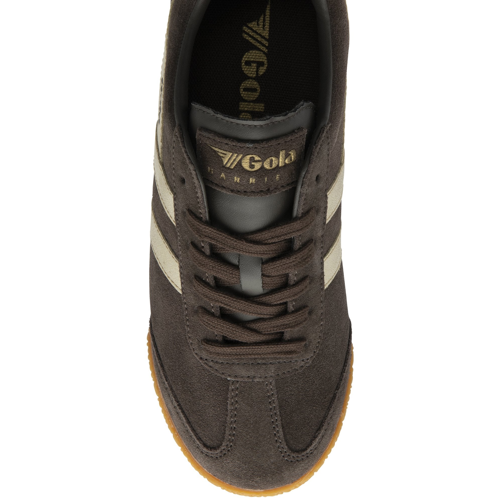 gola-harrier-damen-sneaker-mokka-wildleder-gold-mirror image 5