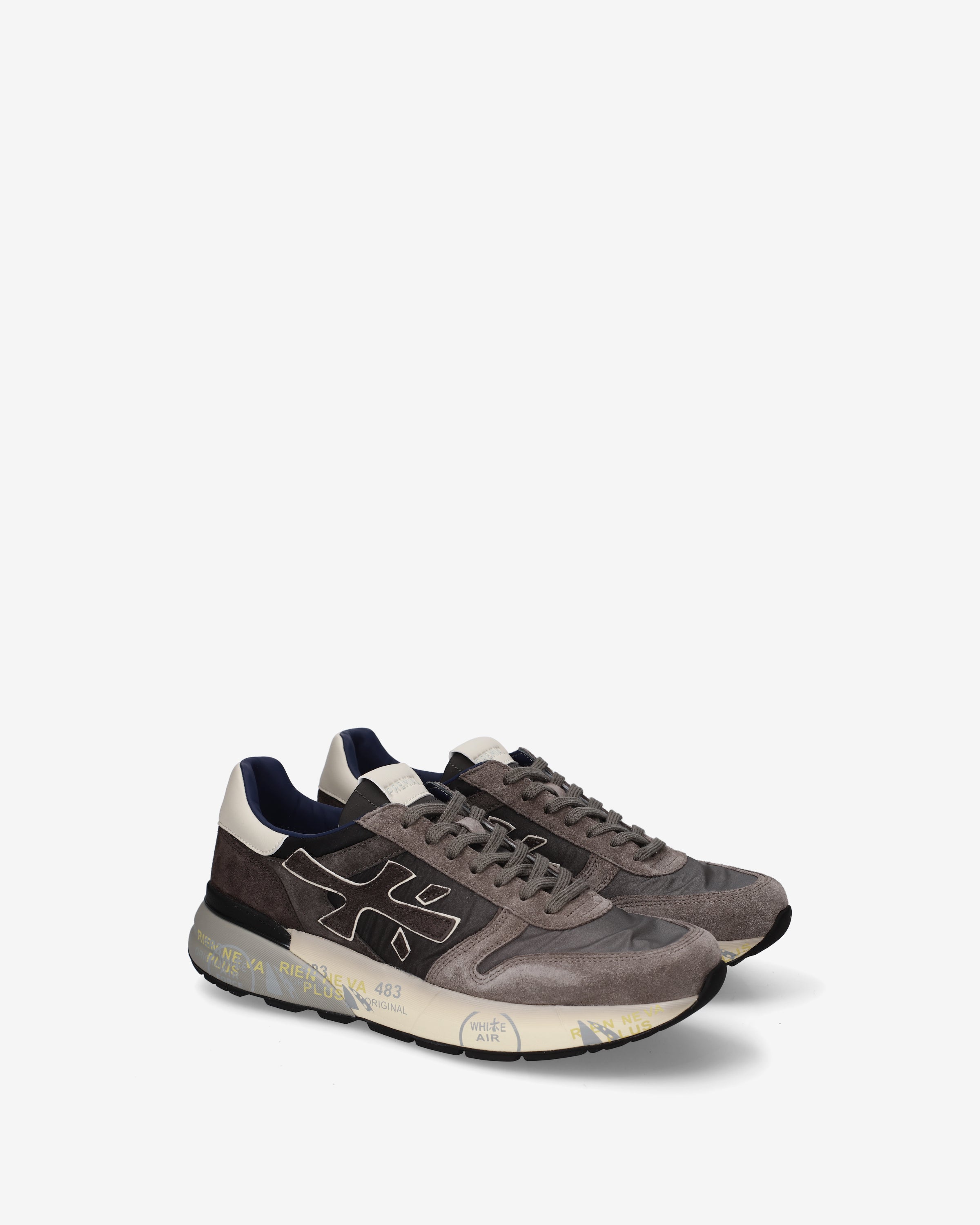 premiata-mick-8433-herren-sneaker-grau-braun-suede-mesh image 2