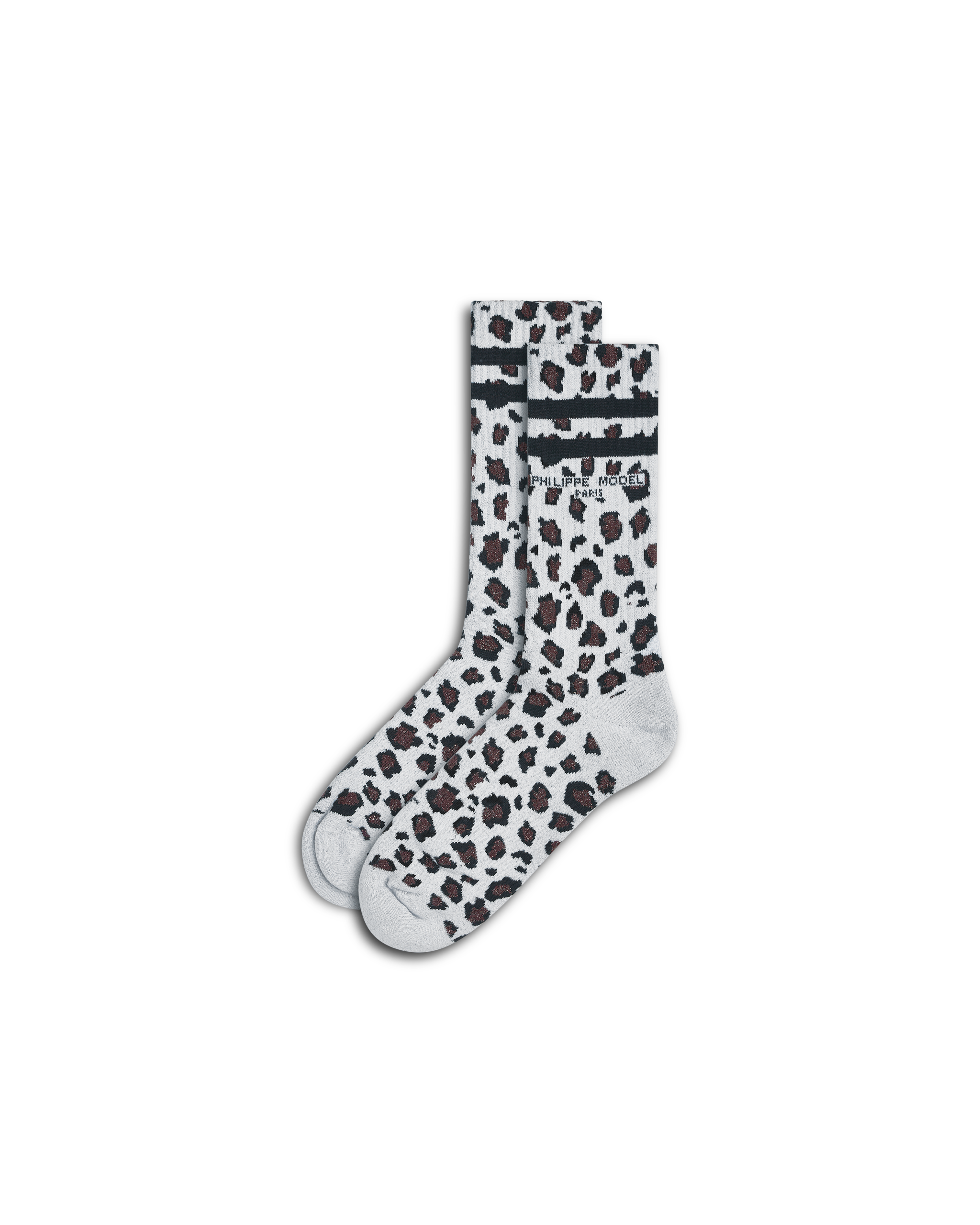 philippe-model-socken-aus-baumwolle-und-pailletten-wei-braun image 1
