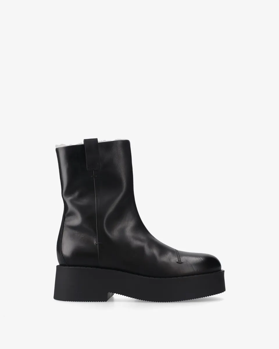 premiata-stivaletti-platform-stiefel-damen-schwarz-leder image 1