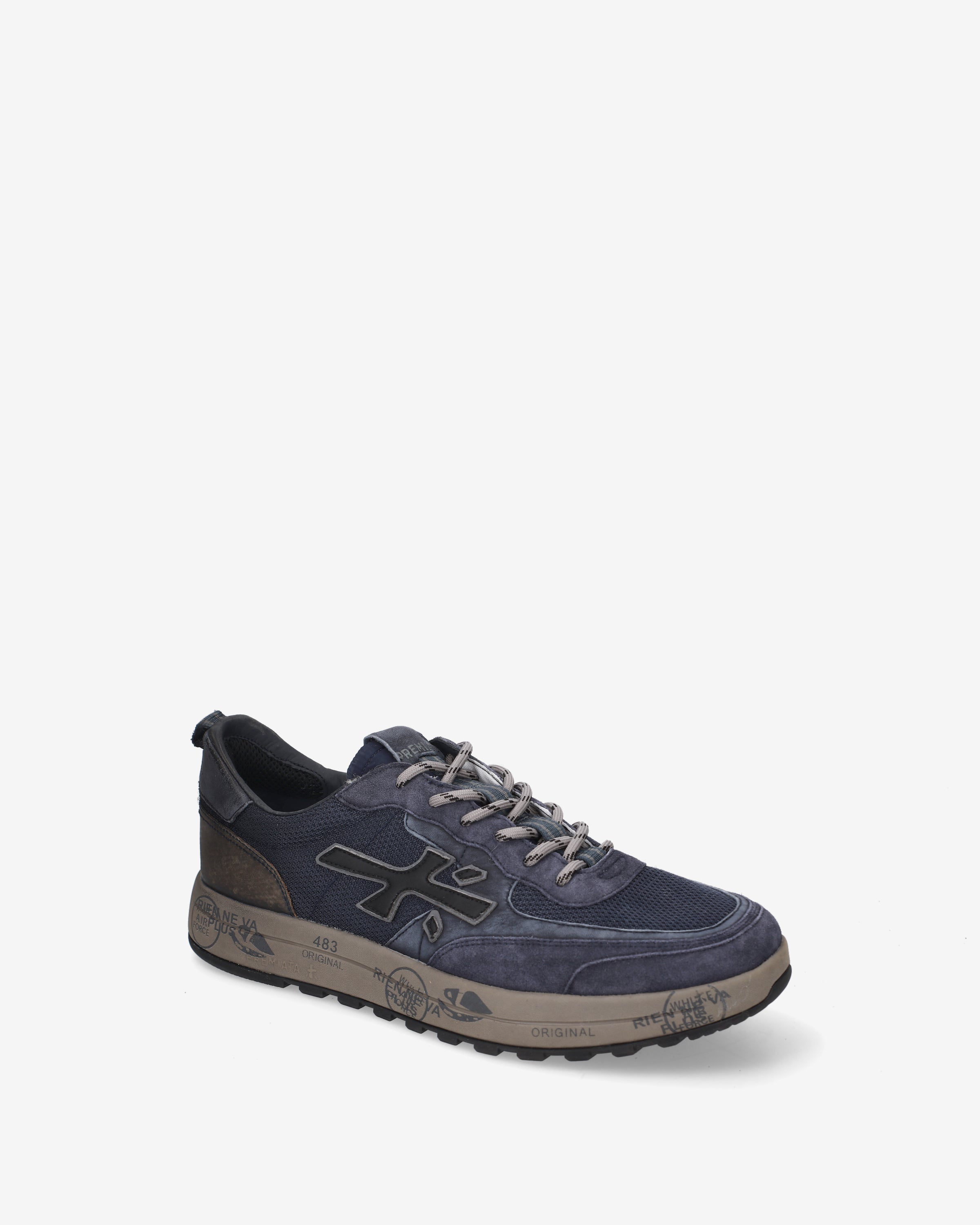 premiata-nous-8460-sneaker-navy-braun-suede-leder image 4