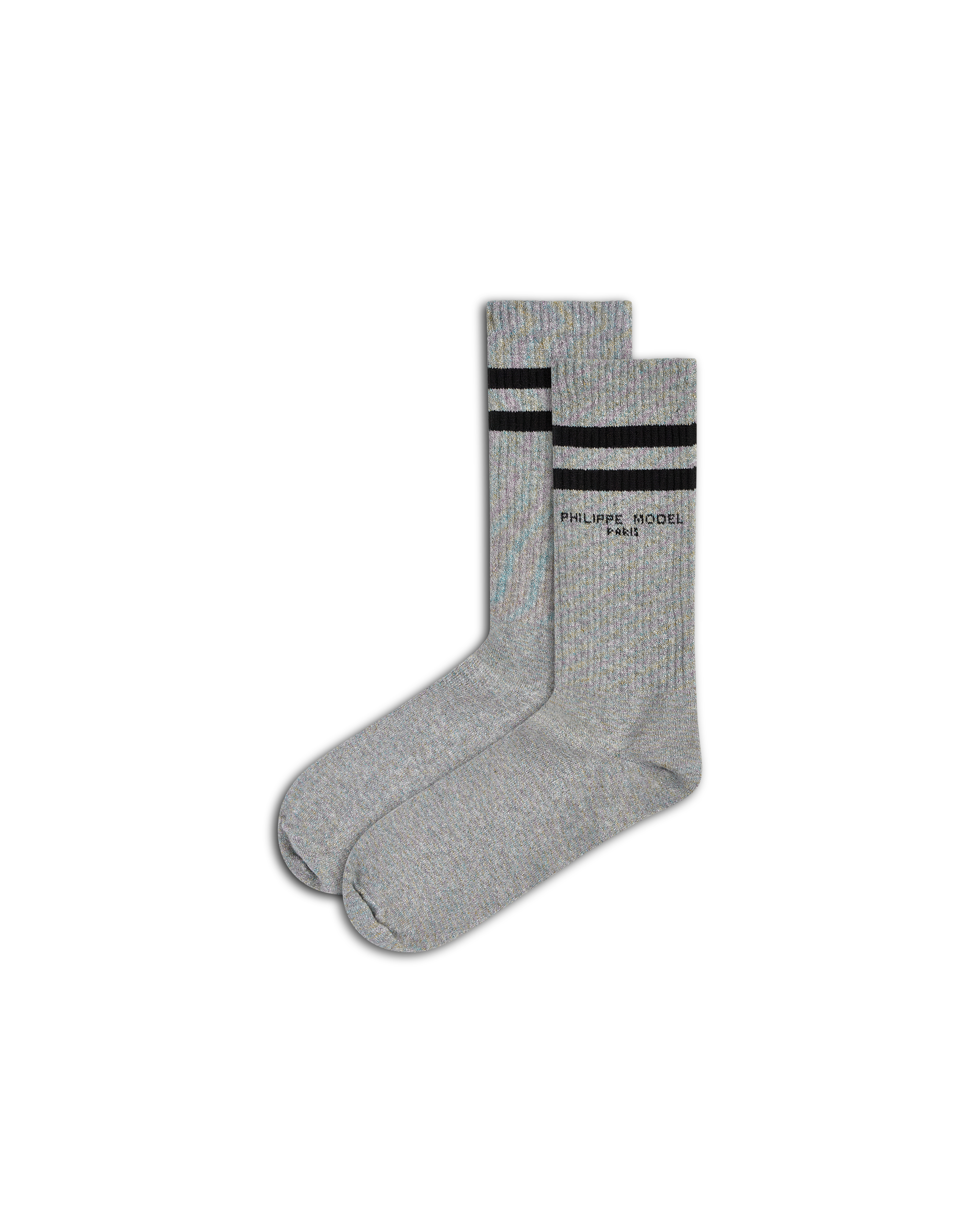 philippe-model-arc-en-ciel-socken-aus-baumwolle-und-pailletten-grau image 1